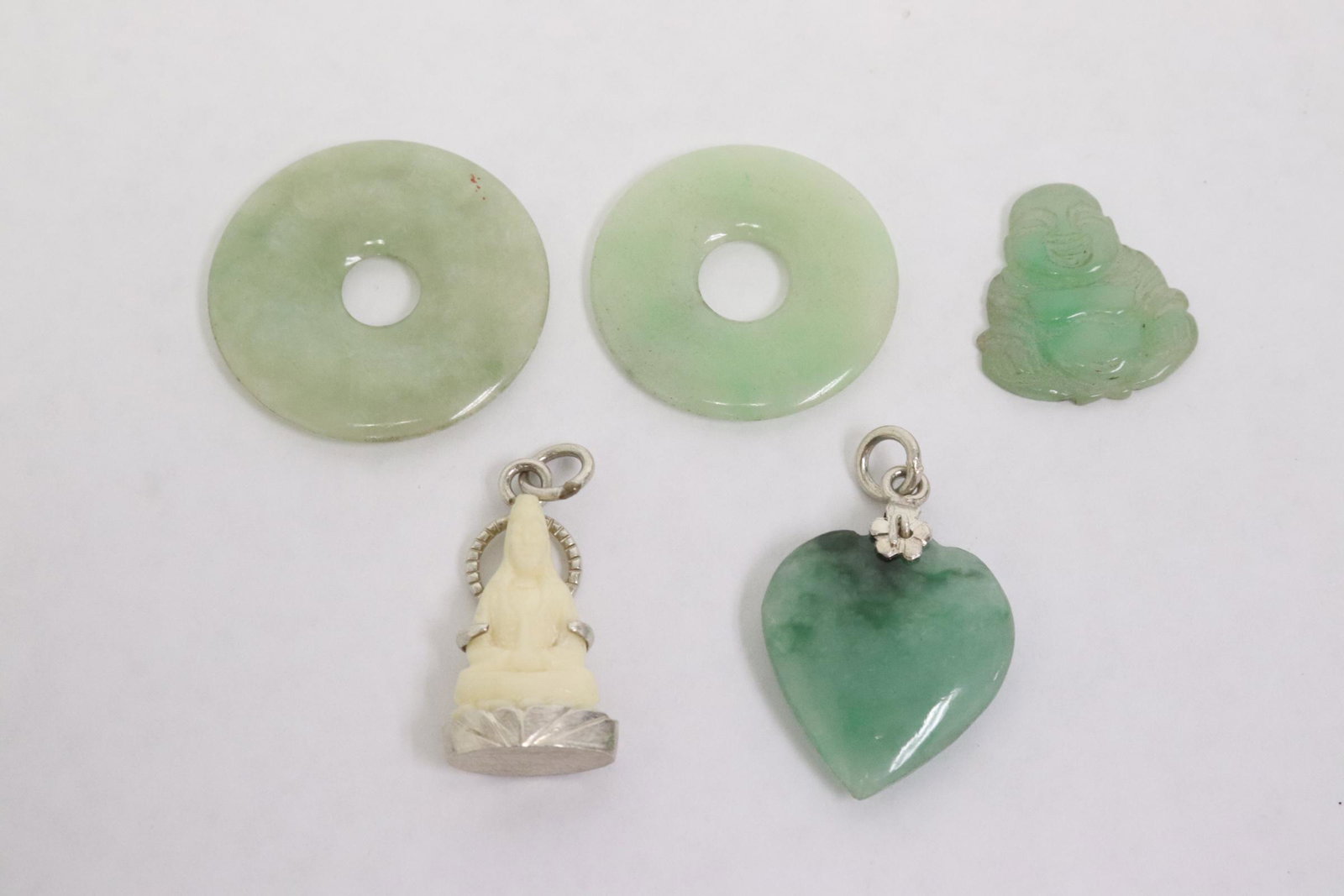 4 jadeite like ornaments, and a small pendant (1 of 9)