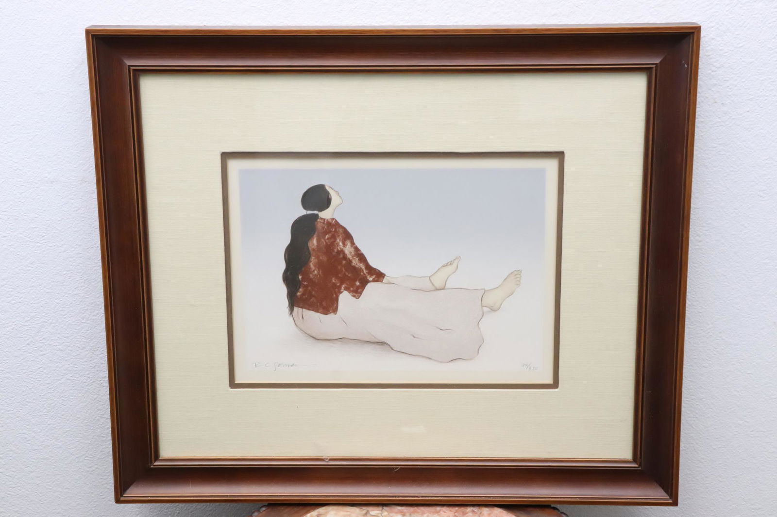Lithography in color by R. C. Gorman, with COA: Lithography in color "woman from Taos" by R. C. Gorman, ed. 80/350, c1984, see COA, 9.7"x13.4"