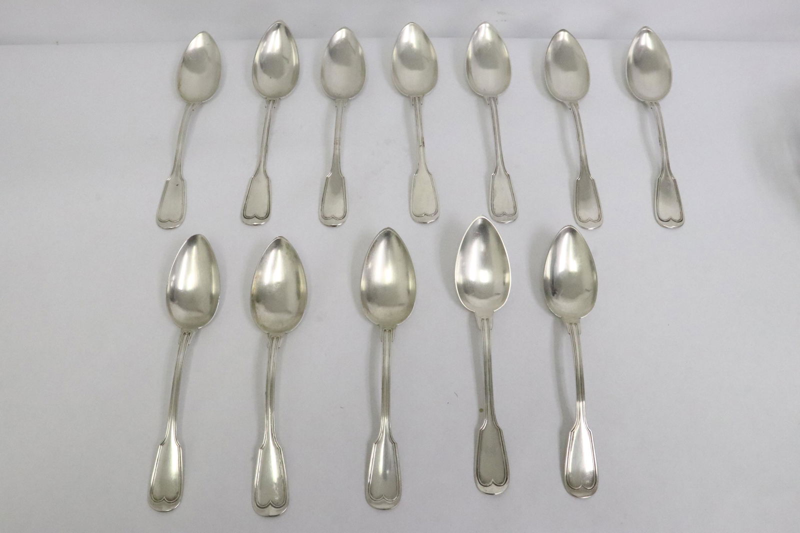12 antique European 800 silver large serving spoons (1 of 11)