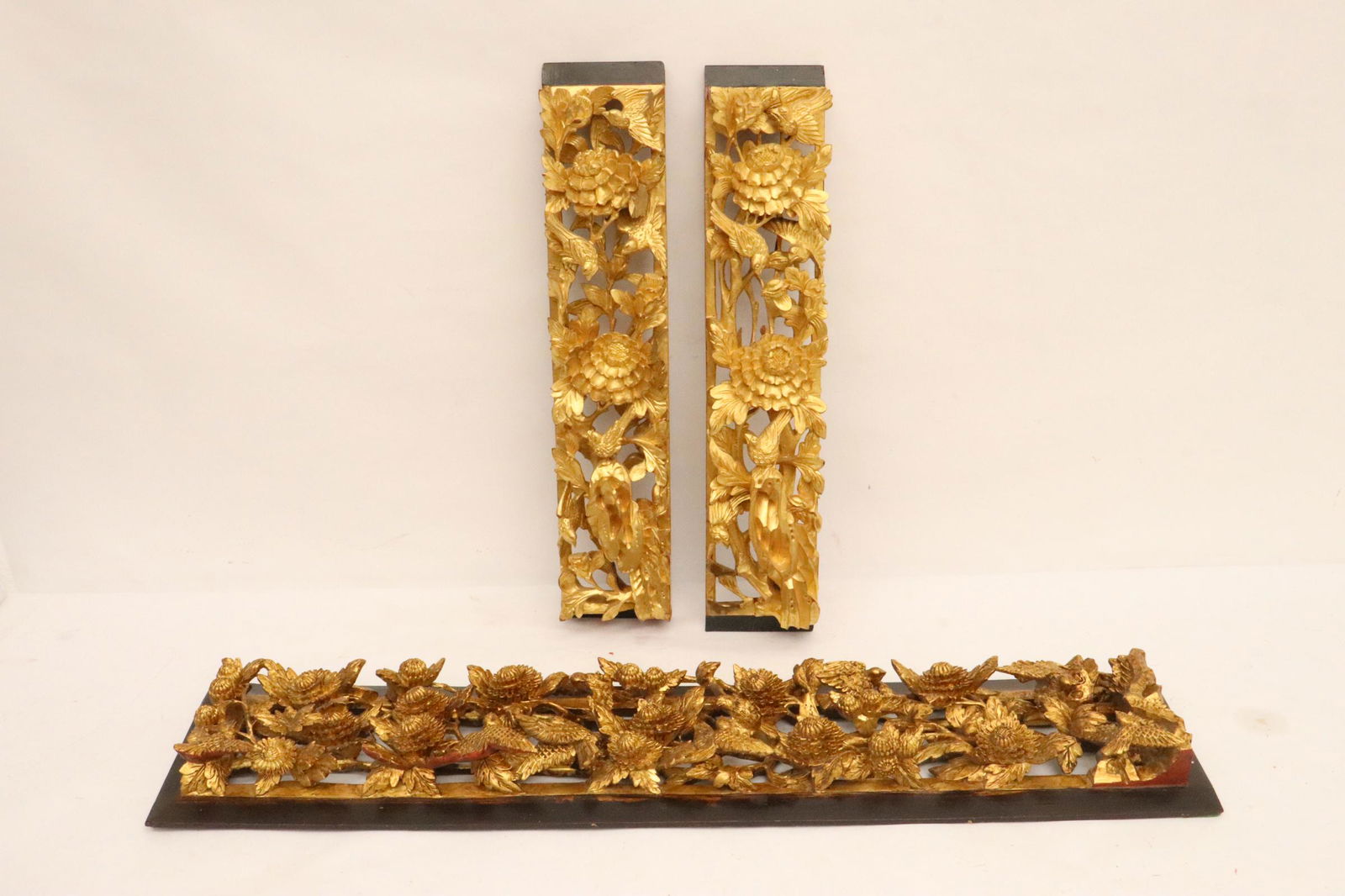 3 Chinese antique gilt wood carved ornaments (1 of 11)