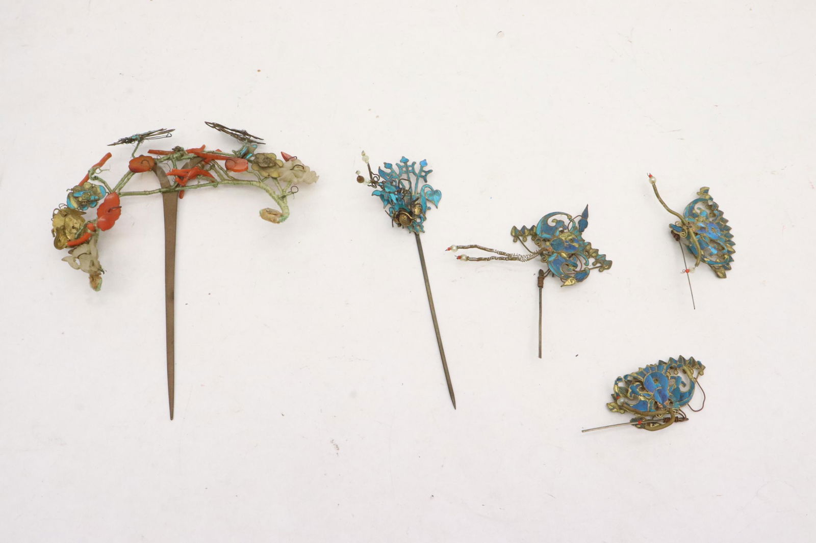 5 antique kingfisher hairpins (1 of 7)