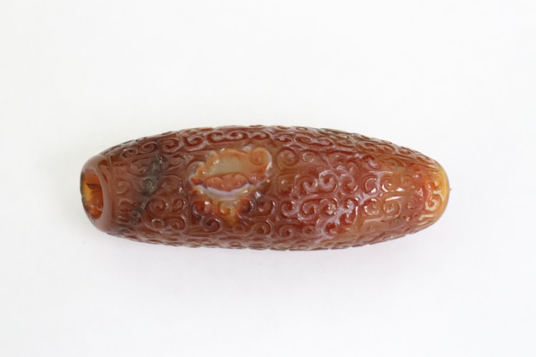 Large Chinese vintage agate carved bead (1 of 8)