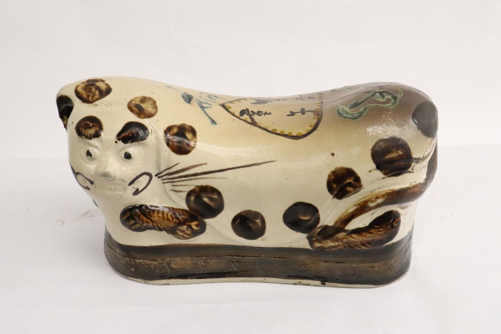 Chinese earthenware pillow: Chinese earthenware pillow, 5"H