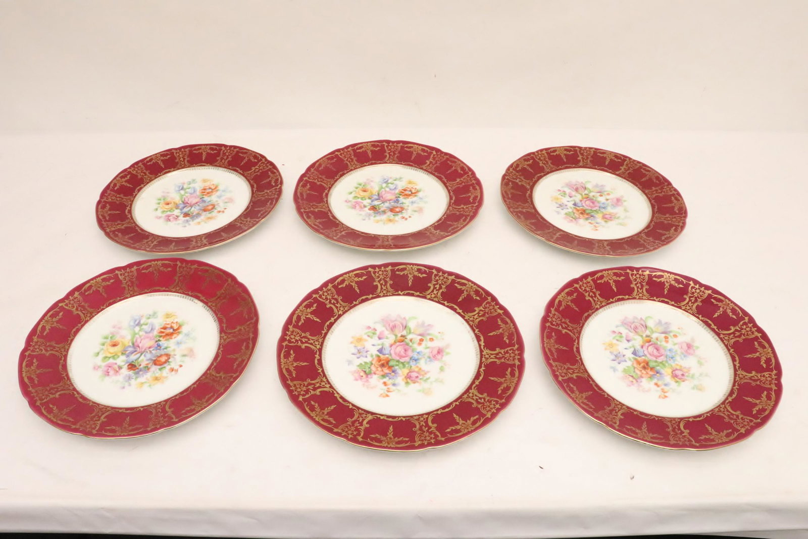 Set of 6 Bohemian porcelain plates: Set of 6 Bohemian porcelain plates, 1.15"x10.8"dia