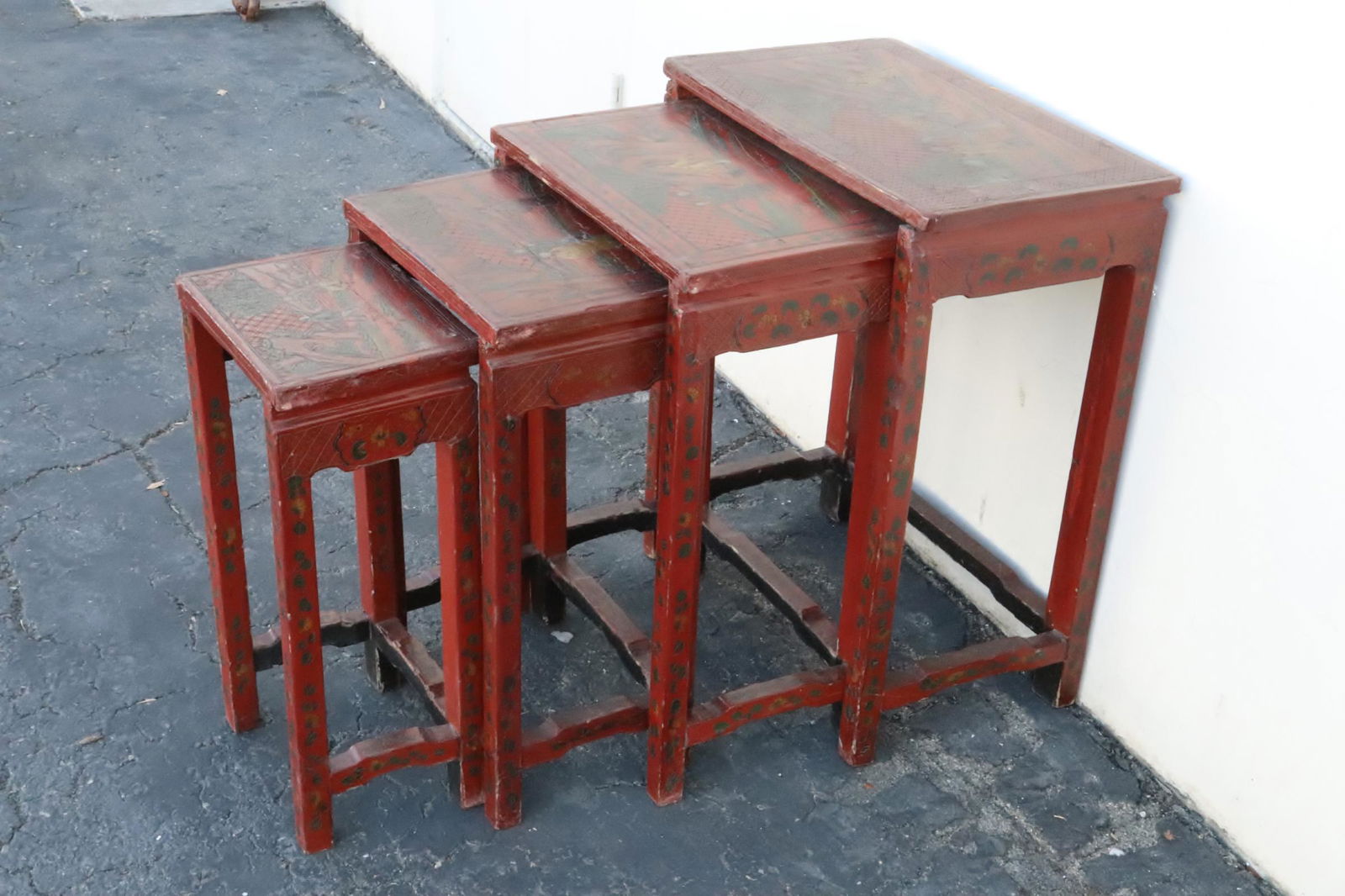Set of 4 antique Chinese coromandel nesting tables (1 of 12)