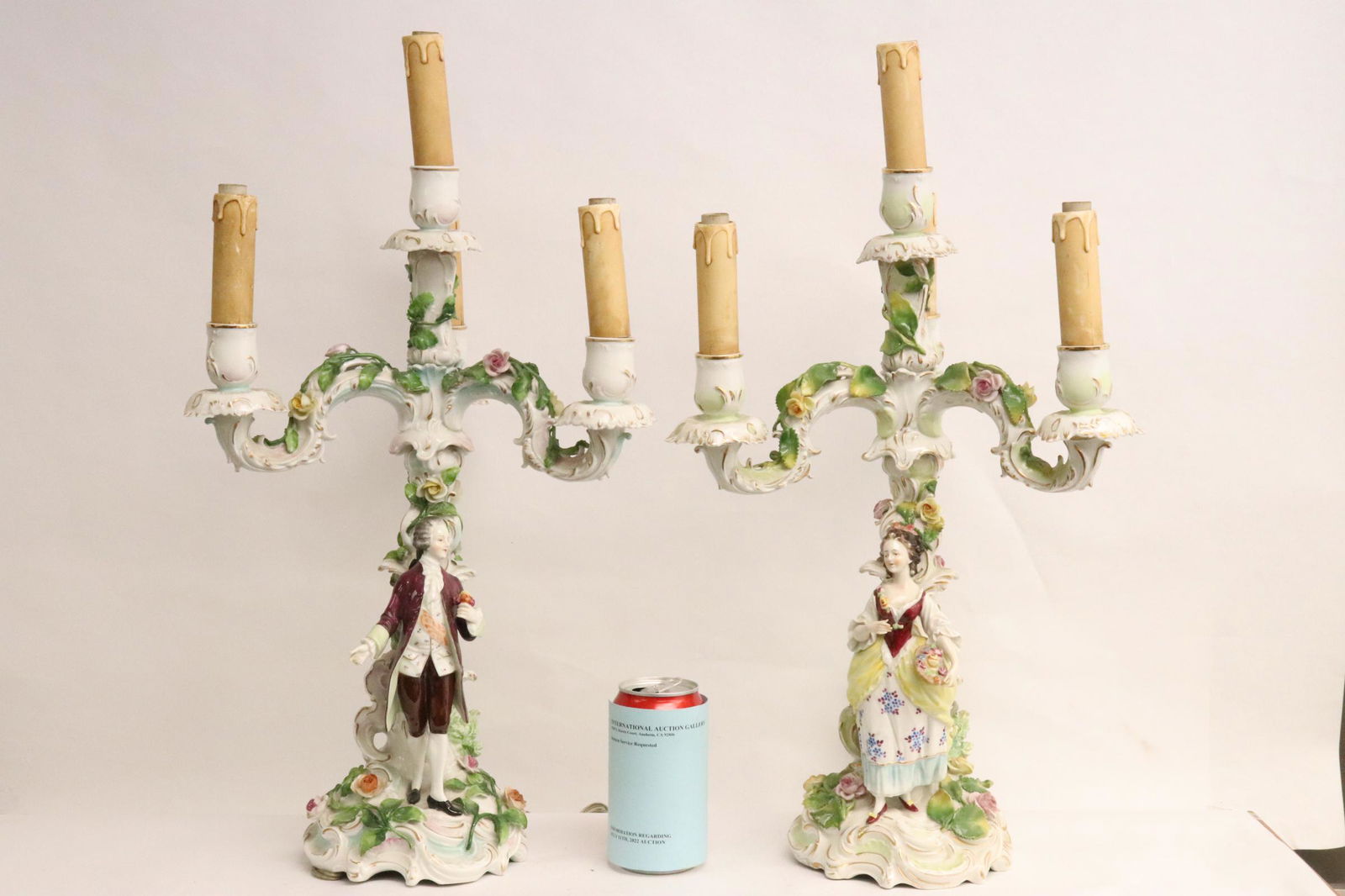 Pair antique Dresden porcelain candelabra (1 of 13)