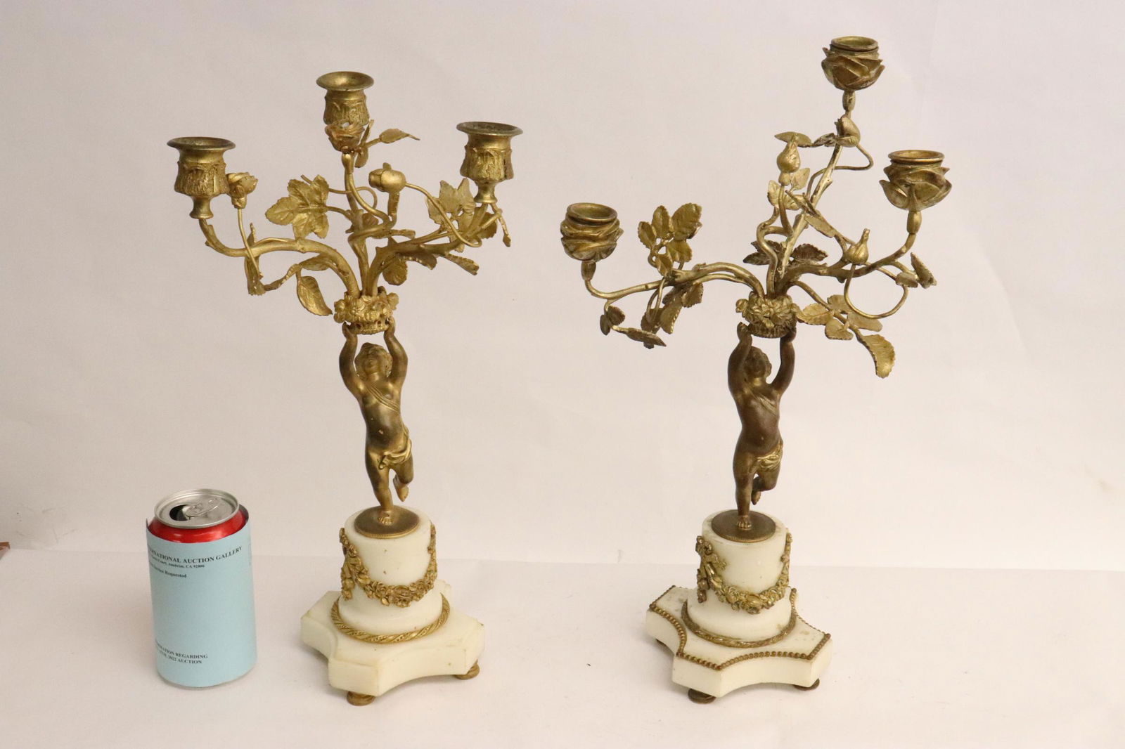 Pair antique French gilt bronze candelabra (1 of 9)