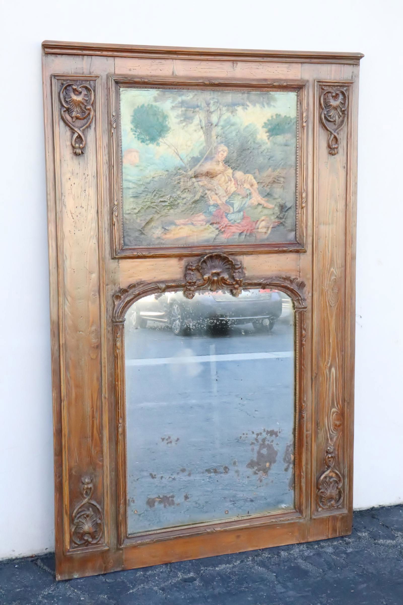 18th c. French trumeau mirror with o/c painting (1 of 14)