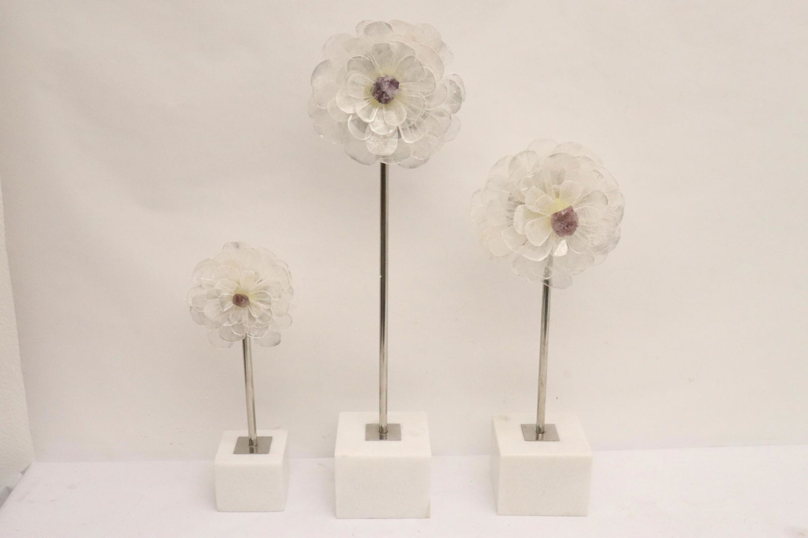 3 pc rock crystal & amethyst decorated flowers (1 of 9)