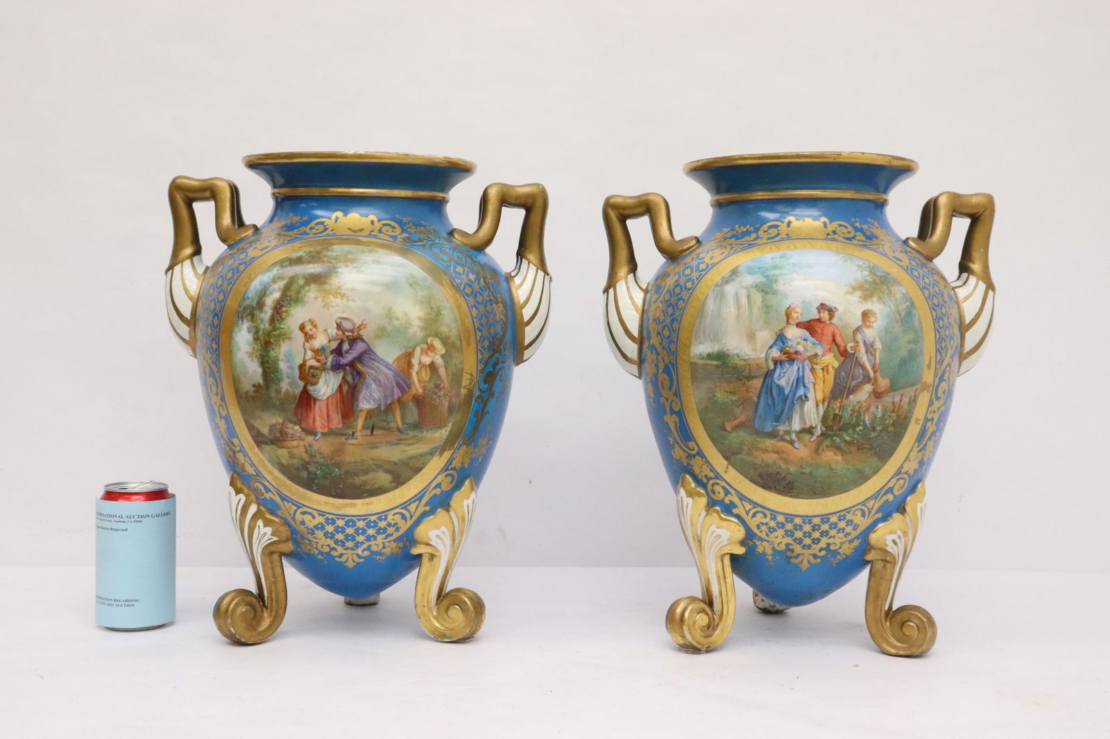 Pair 19th century Sevre's porcelain handled jars (1 of 10)