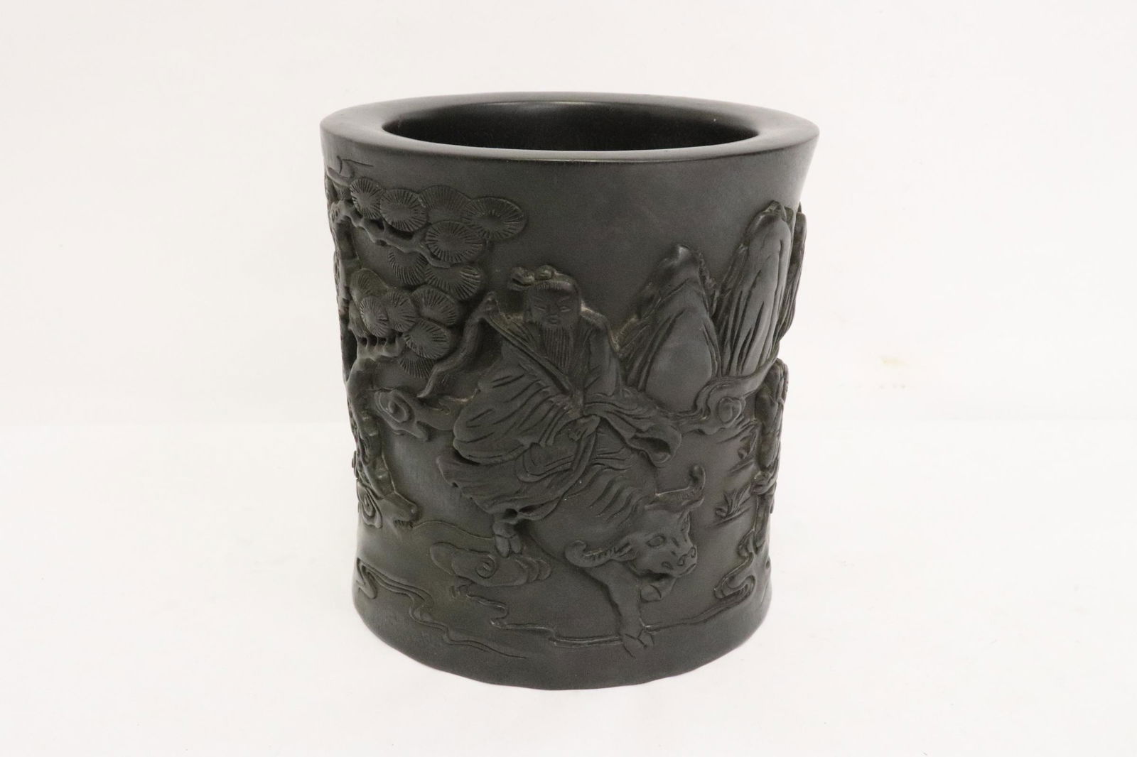 Fine wood carved brush holder (1 of 10)