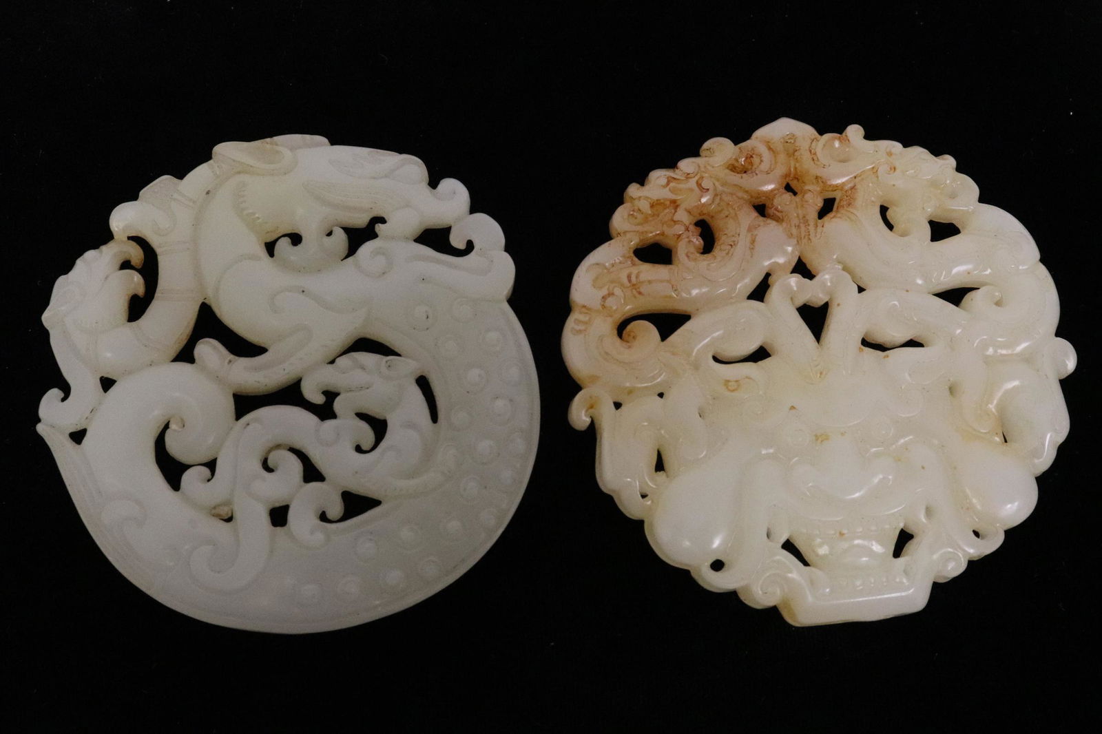2 Chinese white jade like stone carved ornaments (1 of 9)