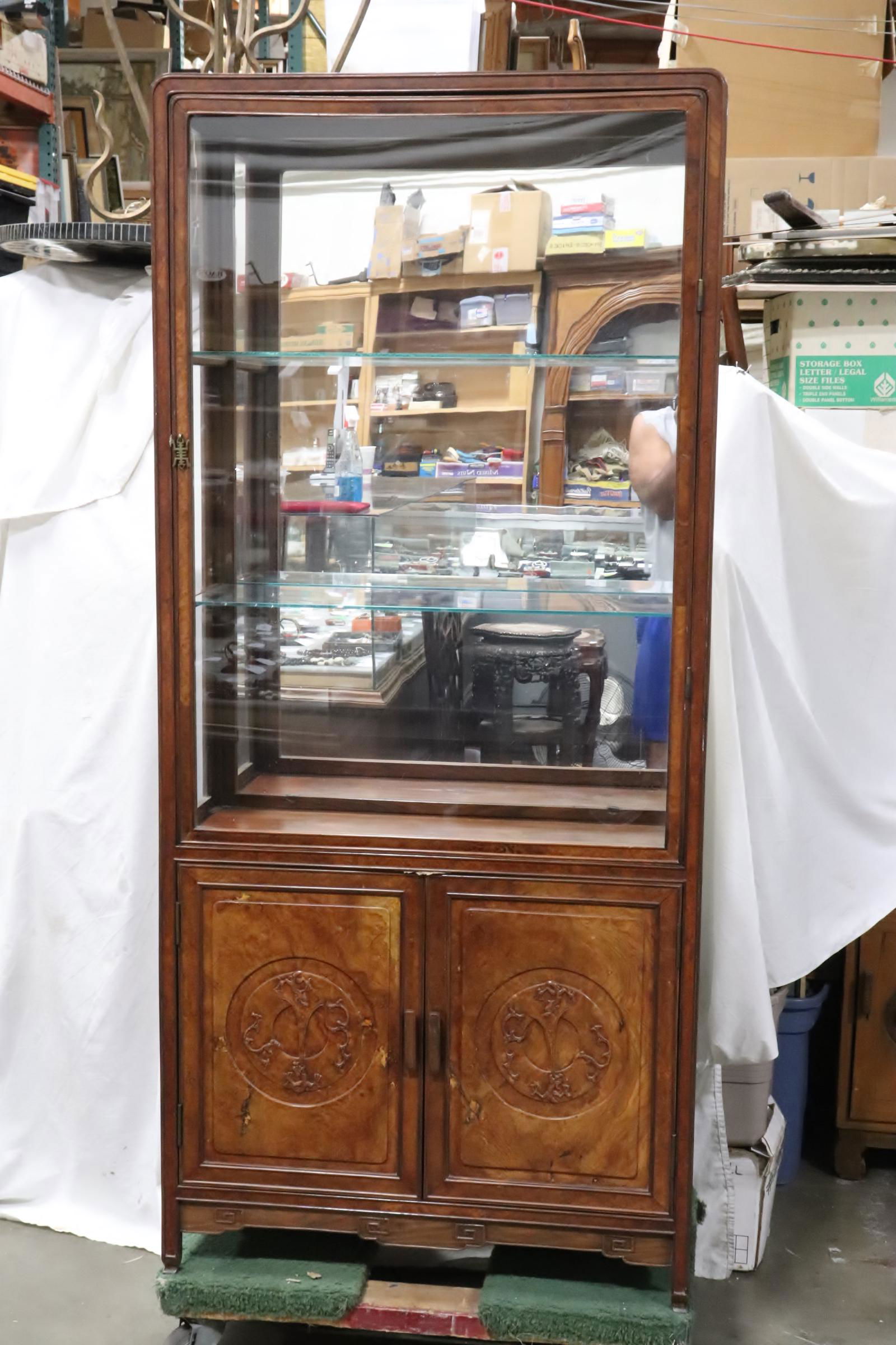 Chinese rosewood and burl walnut display case (1 of 10)