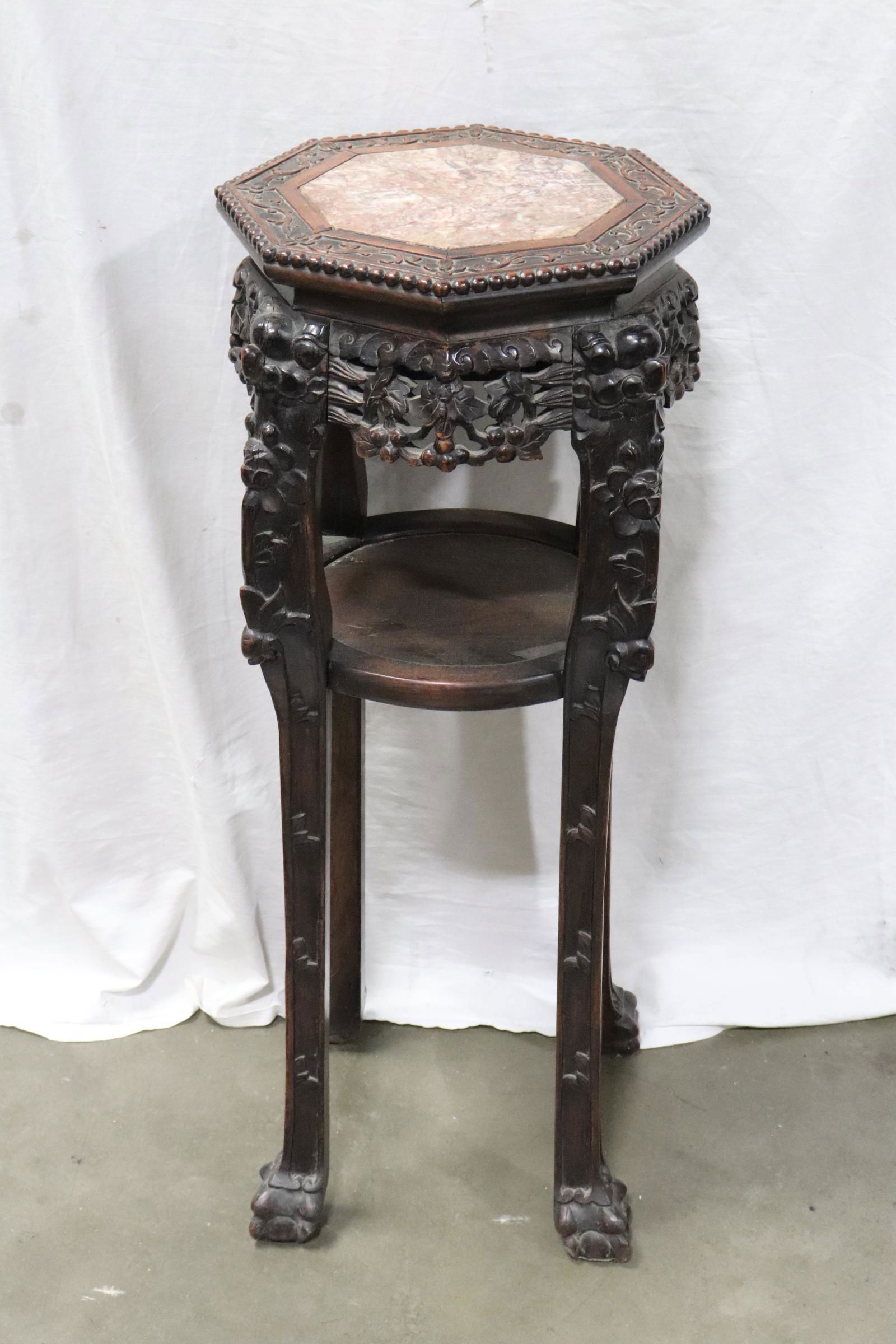 antique marble top rosewood pedestal stand (1 of 10)