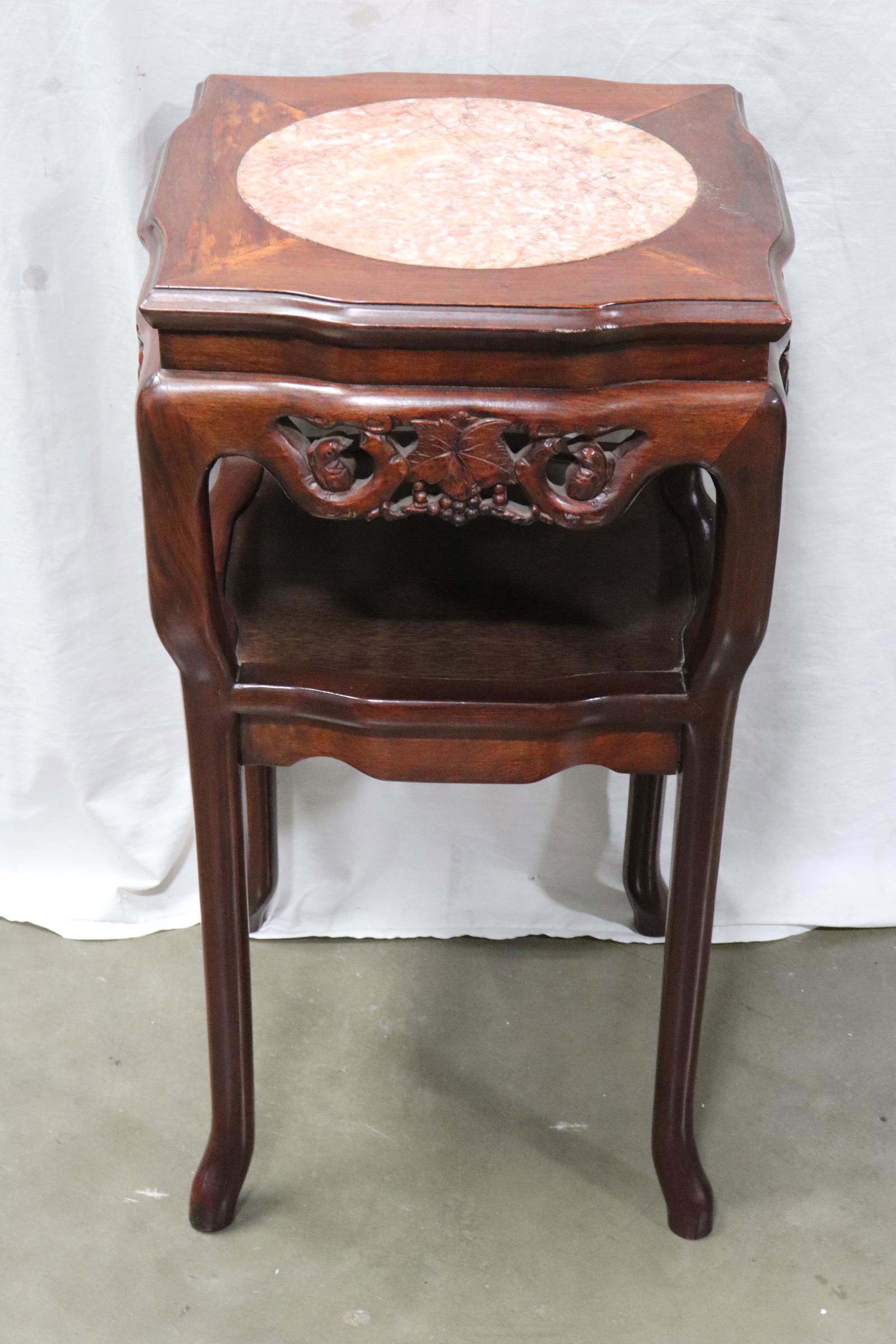 Fine Chinese rosewood marble top side table (1 of 10)