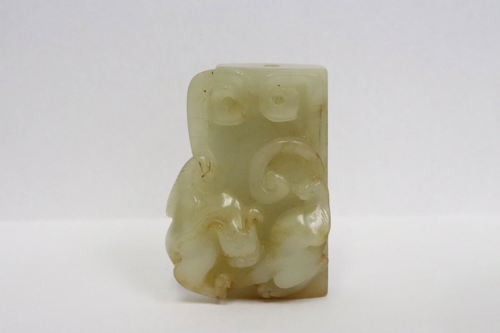 Celadon jade carved qilin group (1 of 9)