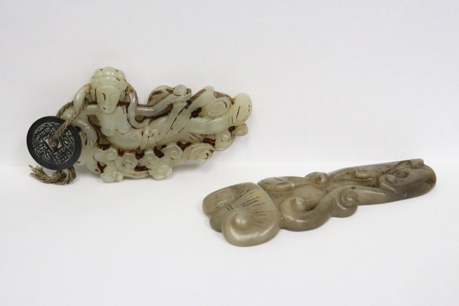 2 jade like stone carved ornaments (1 of 12)