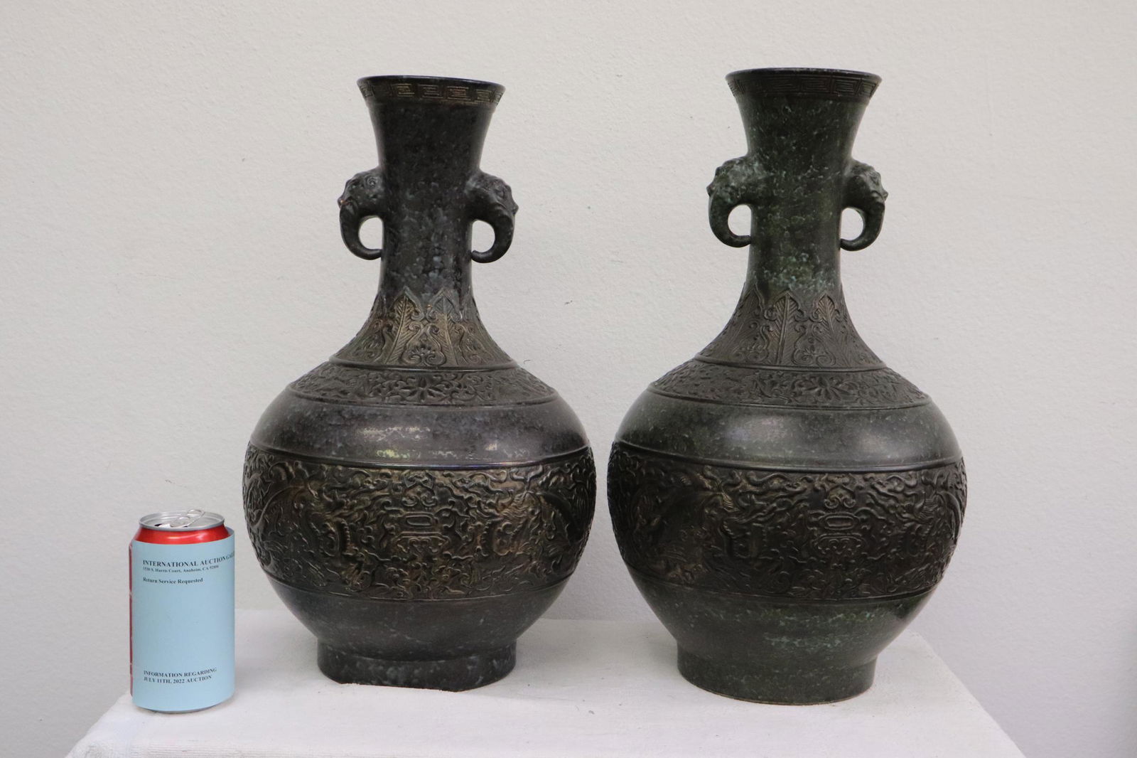 Pair Chinese 19th c. bottle vase, Daoguang period (1 of 10)