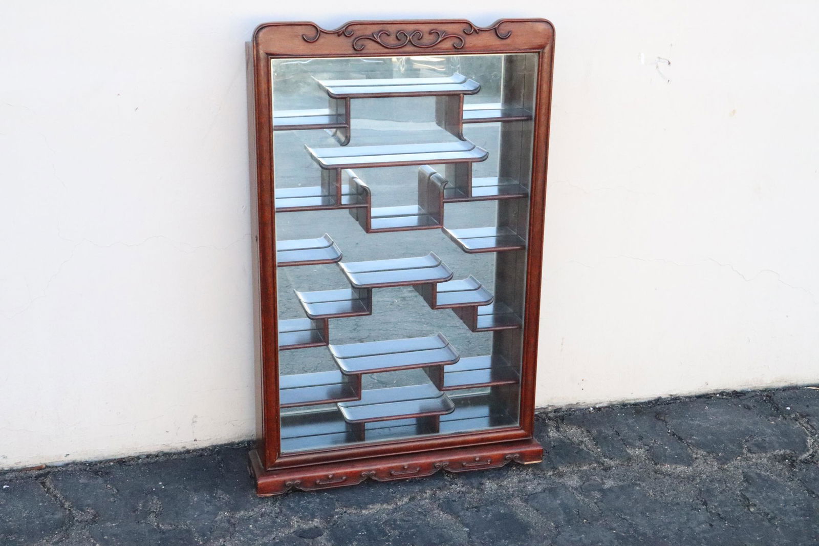 Rosewood wall hanging curio cabinet (1 of 9)