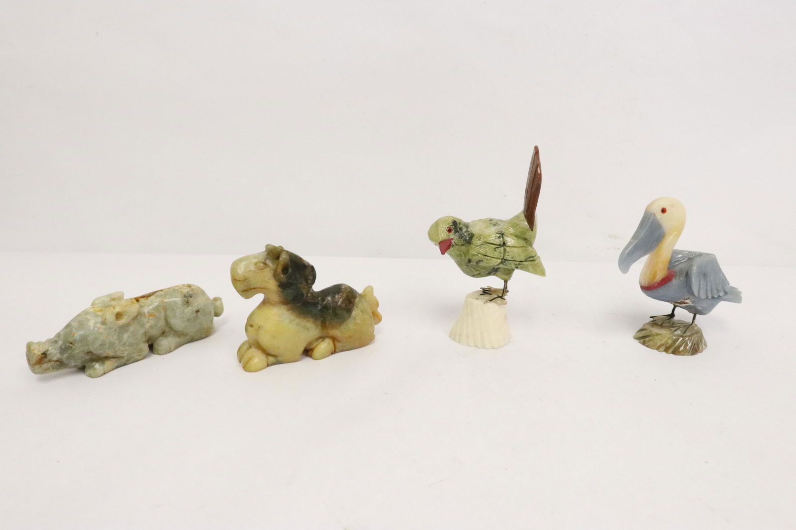 2 jade like stone carvings, & 2 multi-color stone carvings (1 of 9)