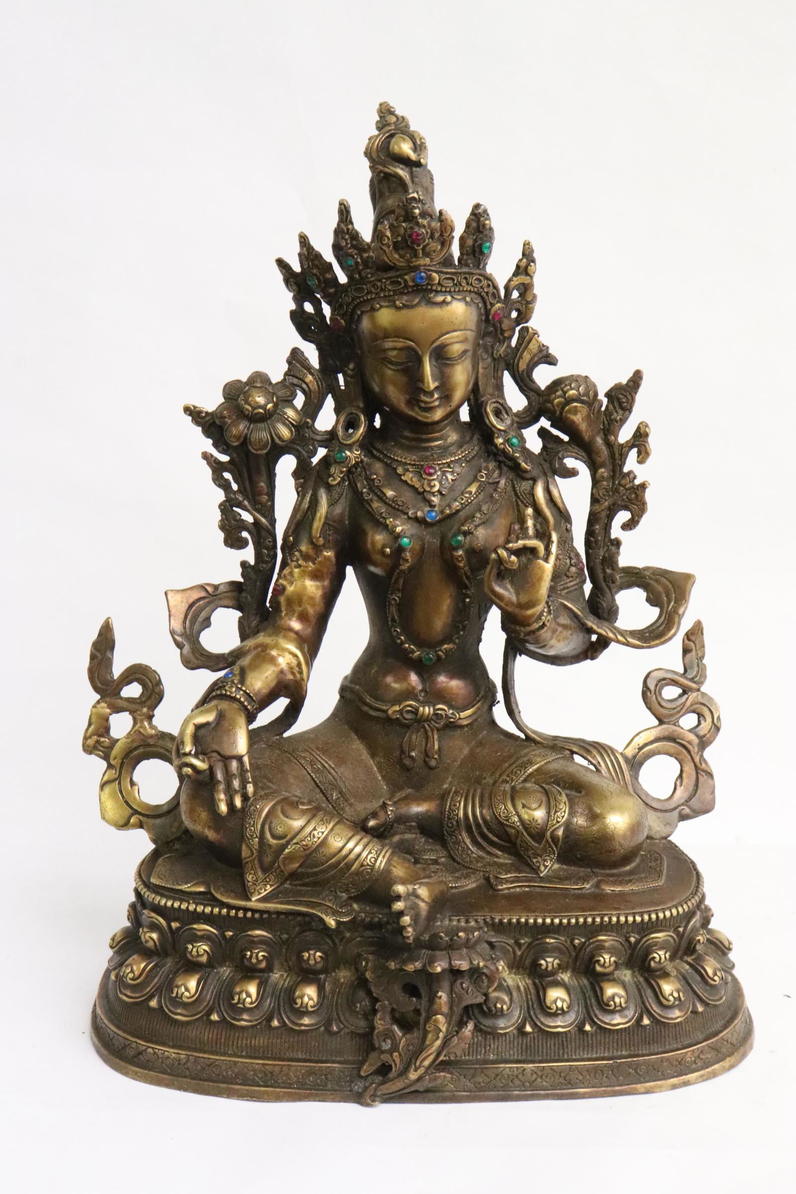 Large Chinese bronze sculpture of deity (1 of 11)