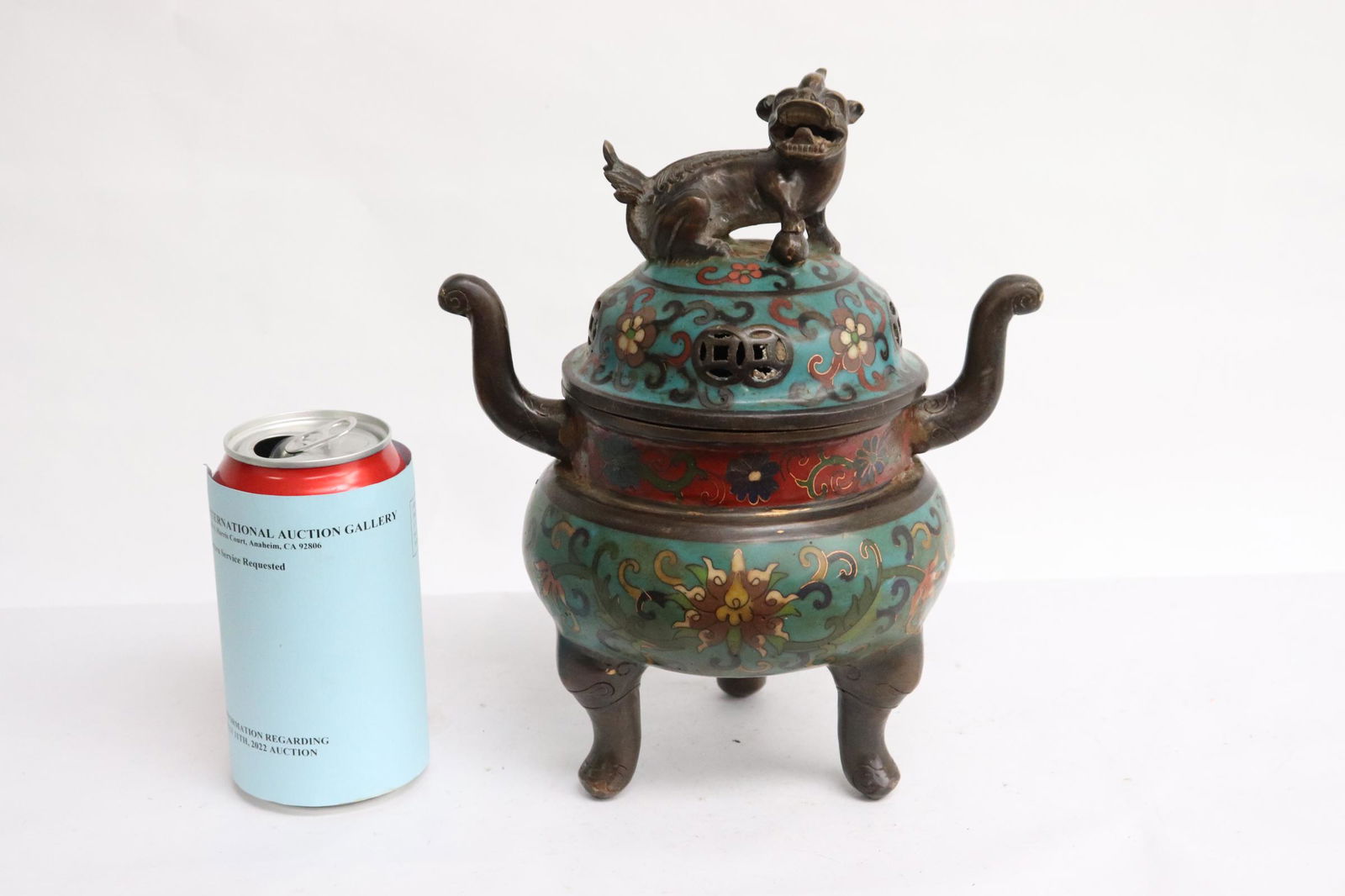 Chinese bronze based cloisonne censer (1 of 10)