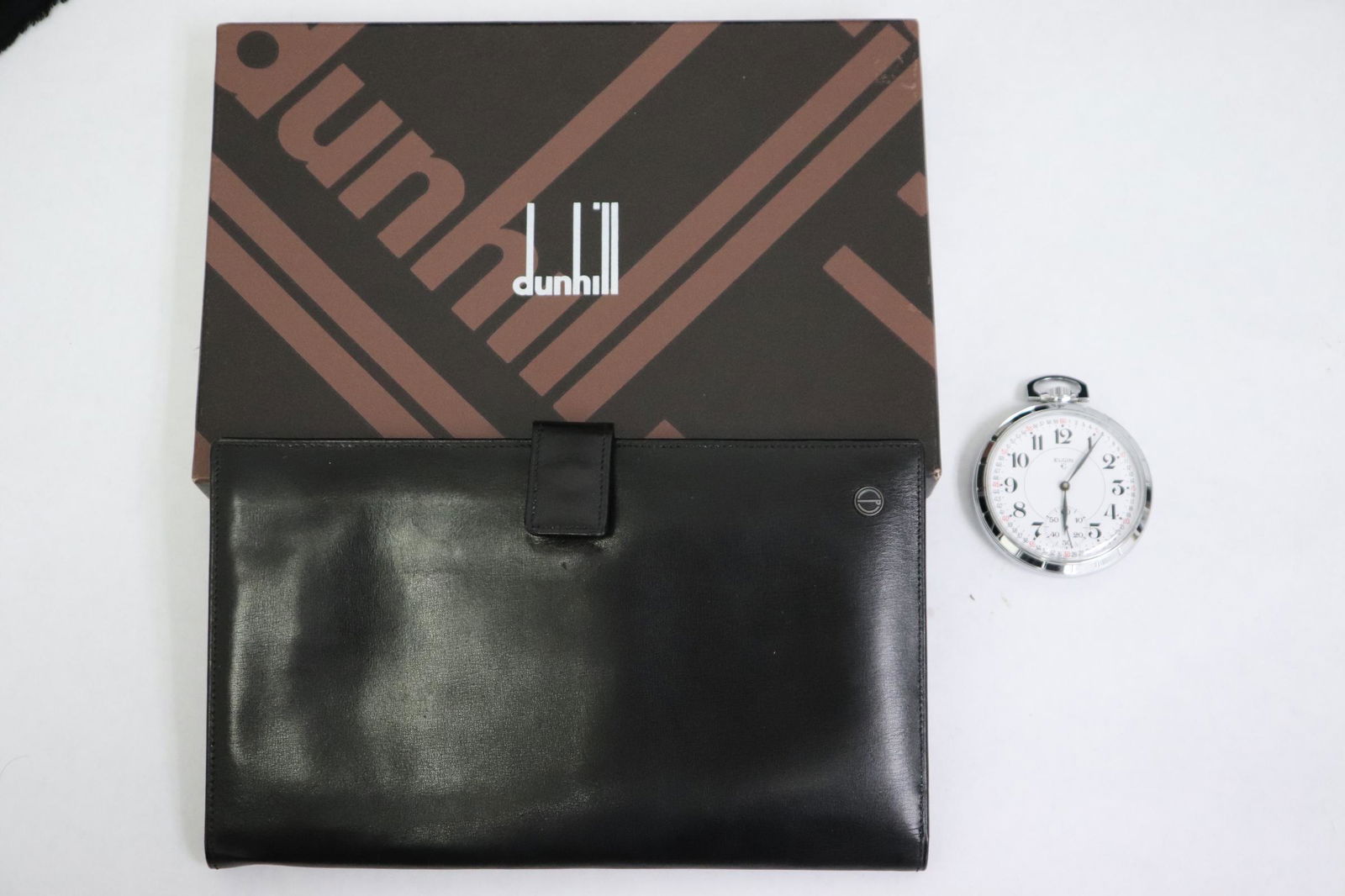 an Elgin pocket watch, & a leather Dunhill wallet (1 of 7)