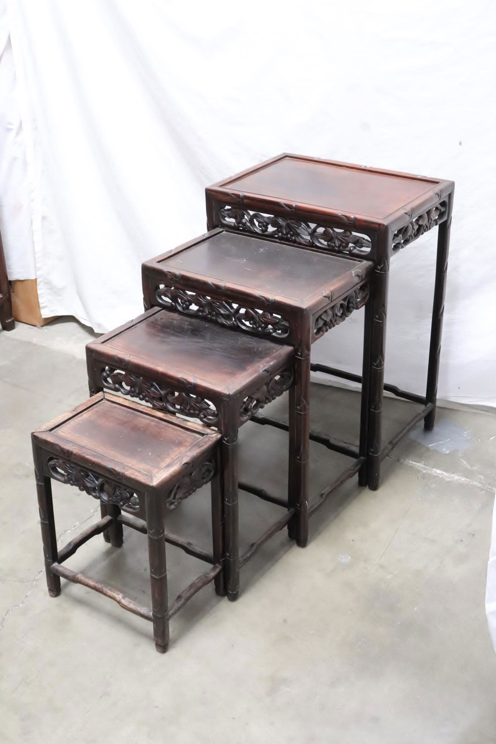 4 Chinese 19th/20th c. rosewood nesting table set (1 of 10)