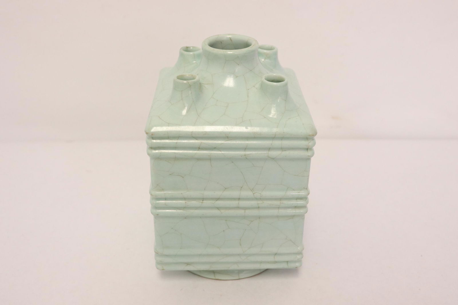 Chinese celadon crackleware 5-hole vase (1 of 8)