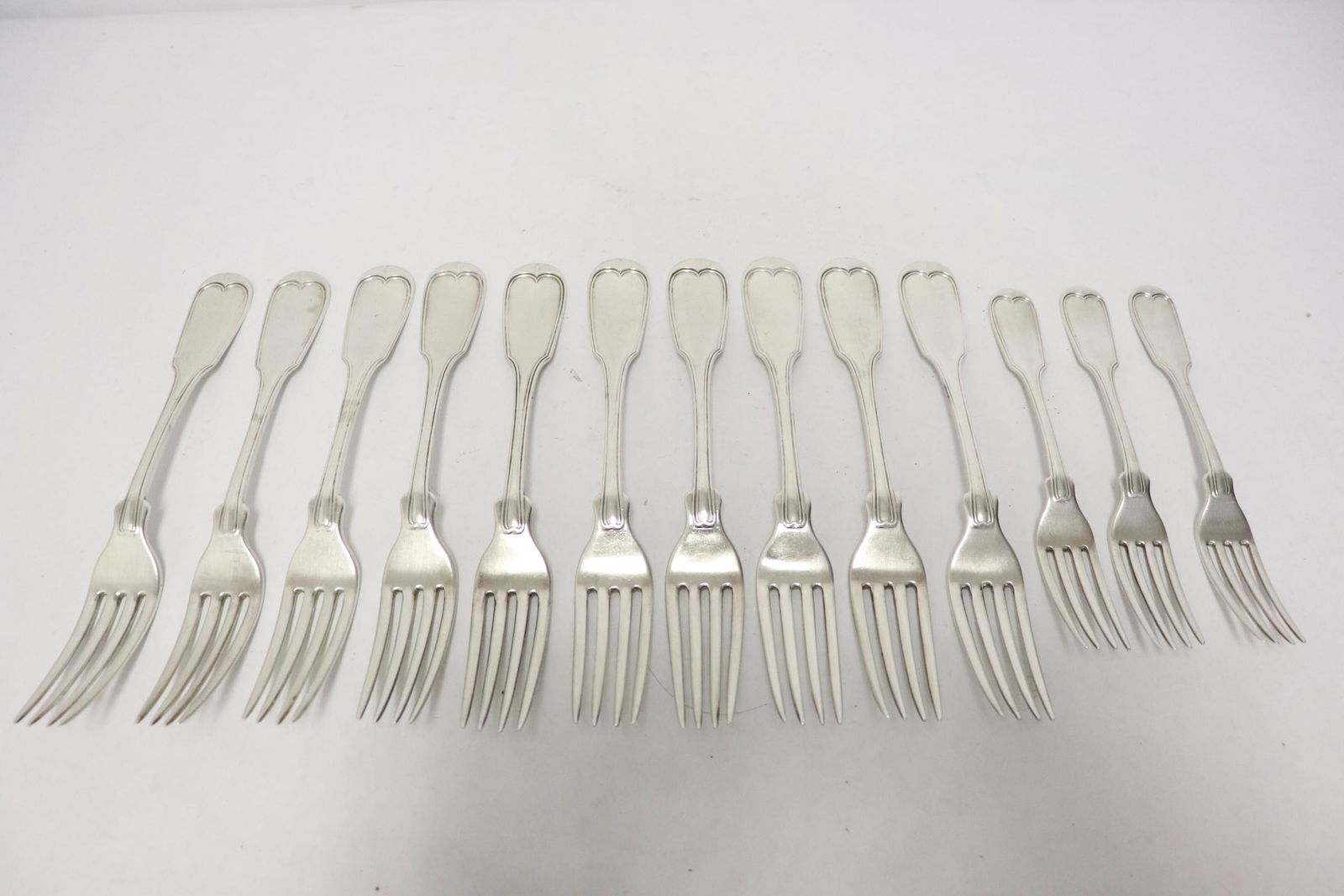 11 coin silver forks by William Tenney, c1850 (1 of 12)