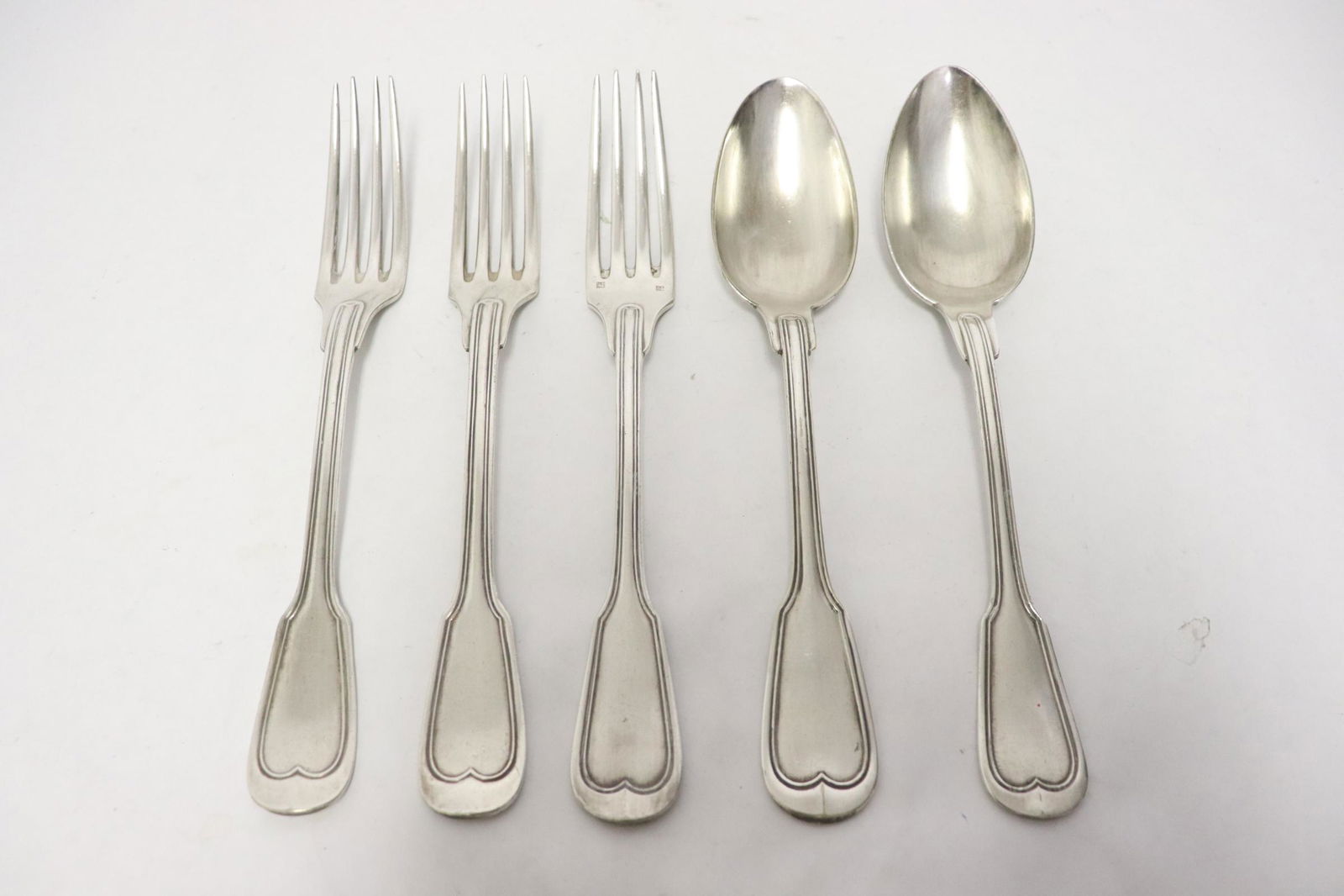 3 Russian 84 silver dinner forks, & 2 serving spoons (1 of 12)