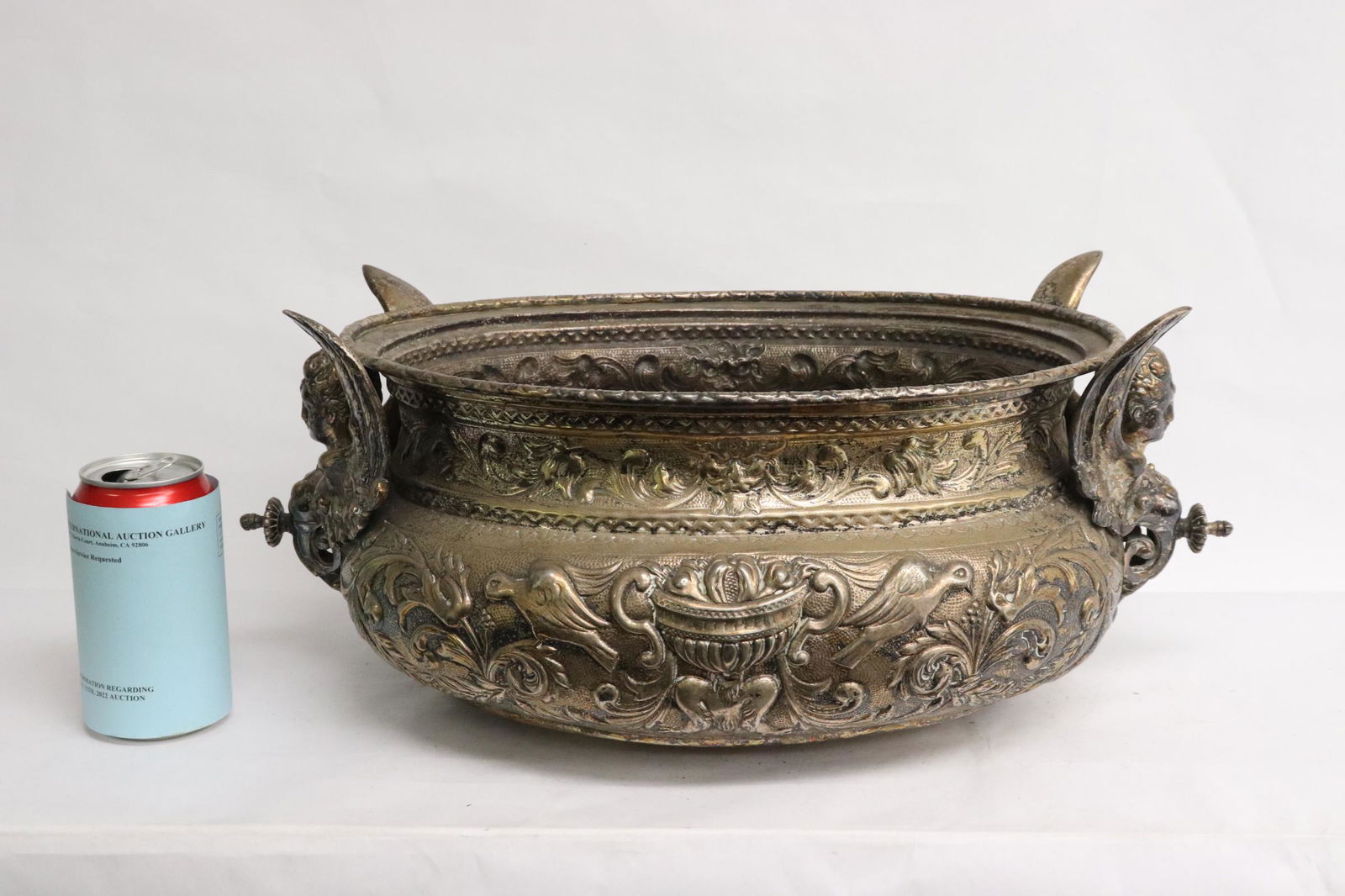 Antique European S/P on brass/ copper planter (1 of 9)