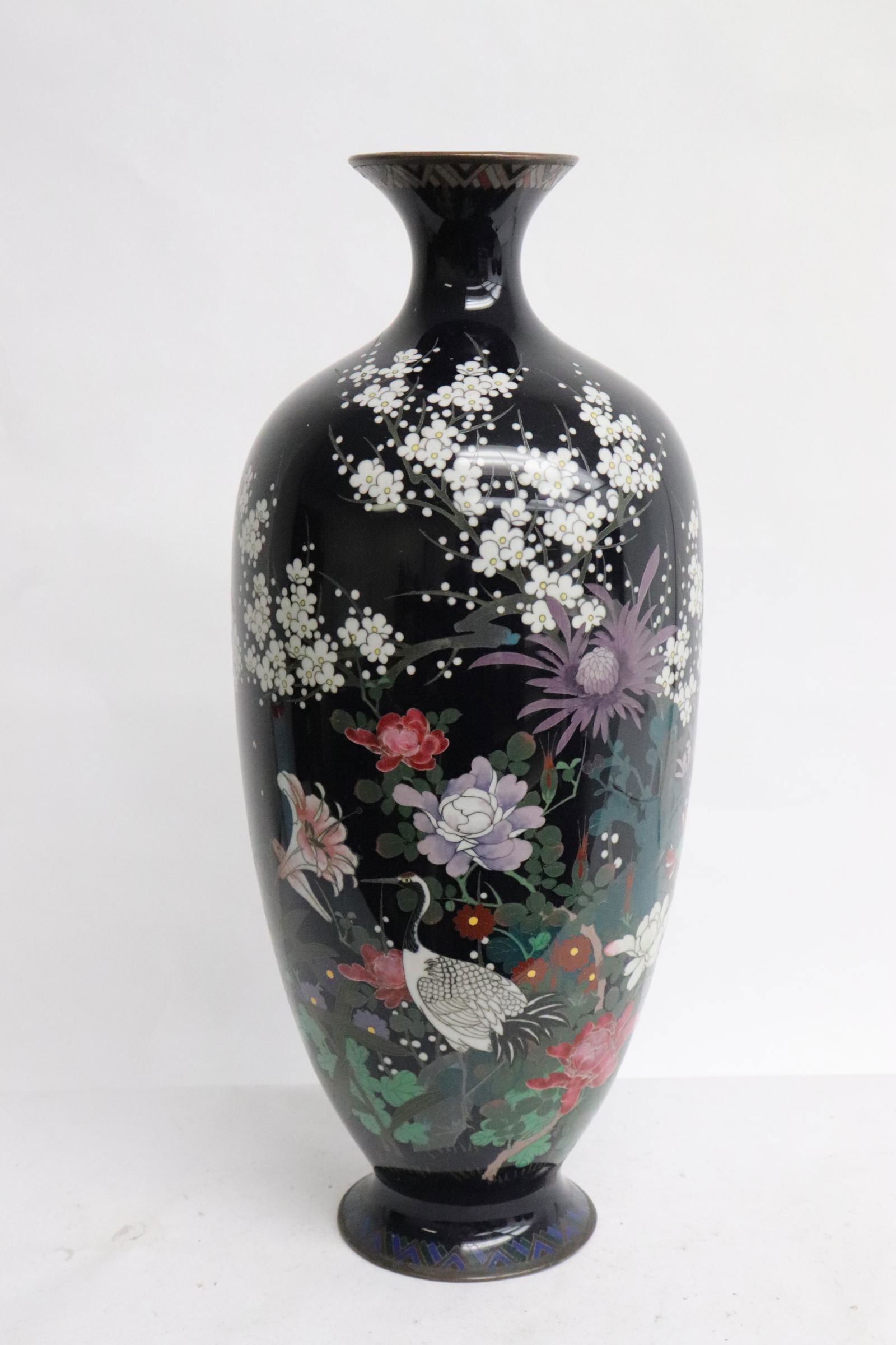 antique large Japanese cloisonne vase, signed (1 of 10)