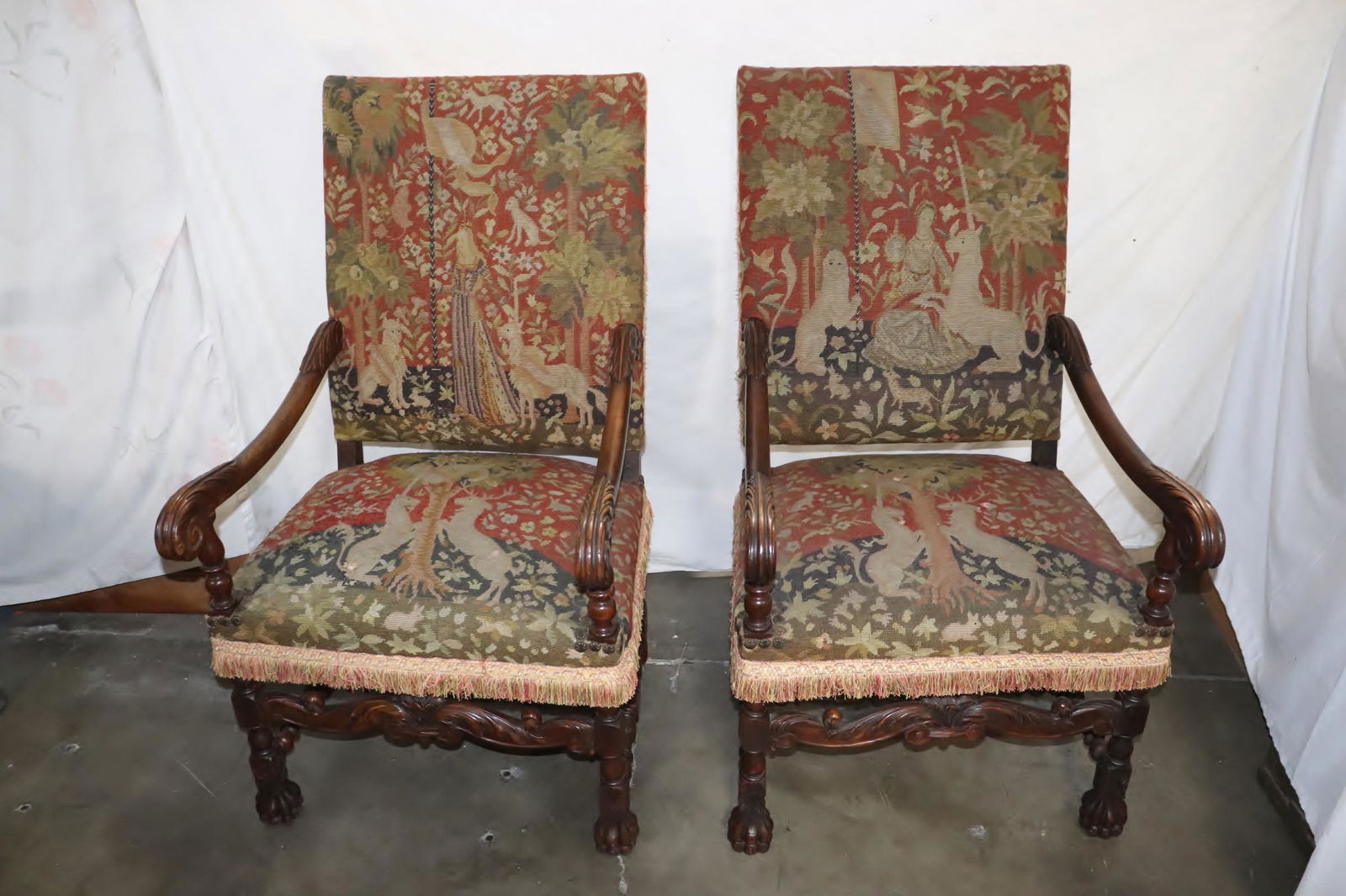 Pair French 19th c, walnut armchairs (1 of 11)