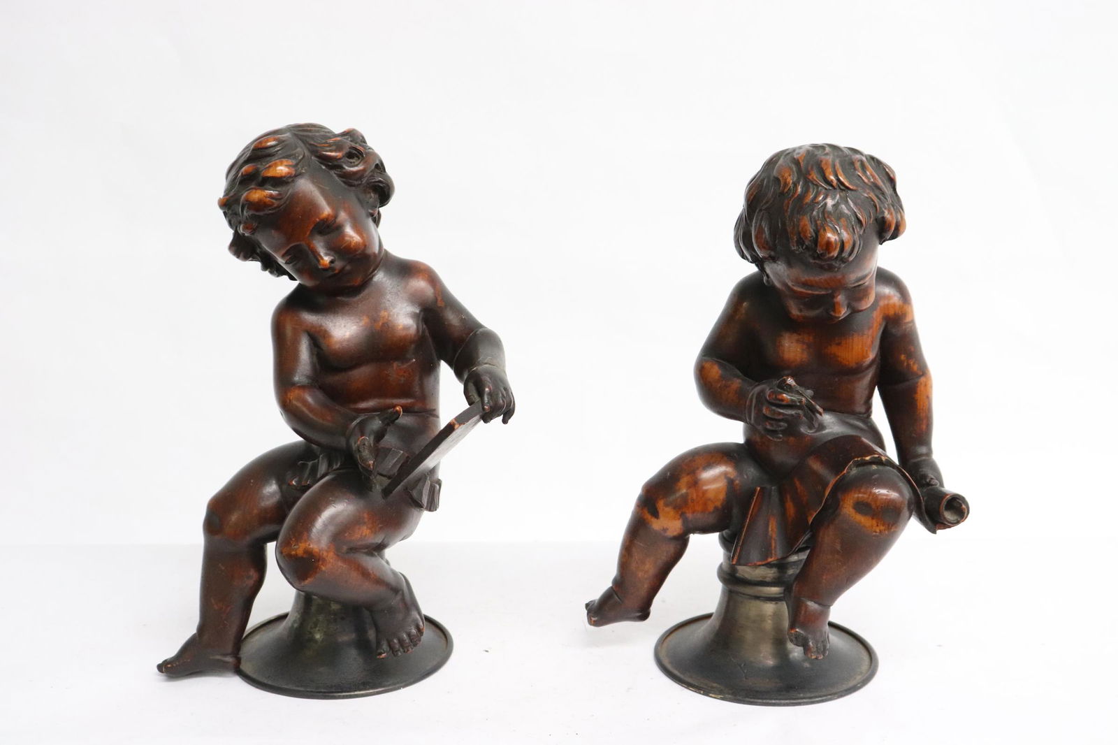 Pair 19th century Italian wood carved angels (1 of 10)