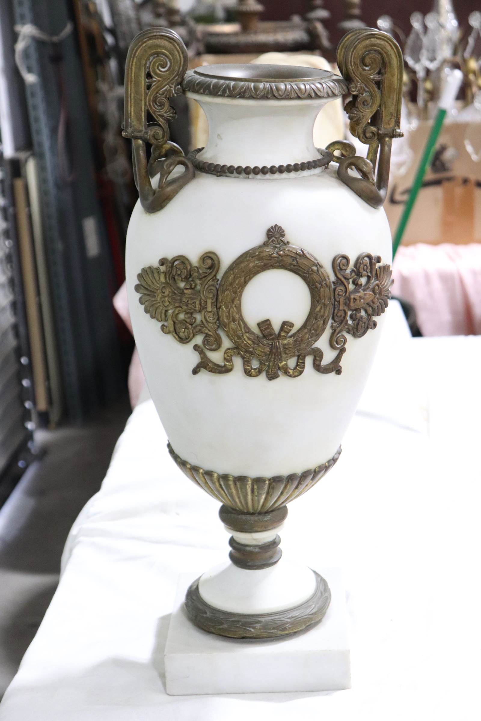 19th c. white marble urn with bronze ormolu (1 of 11)