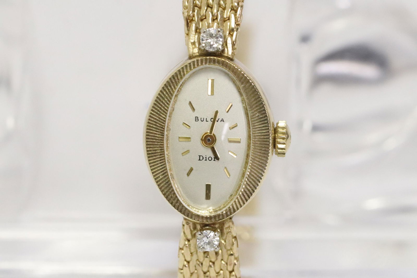 14K Bulova "Dior" watch w/ 14K band & diamonds (1 of 10)
