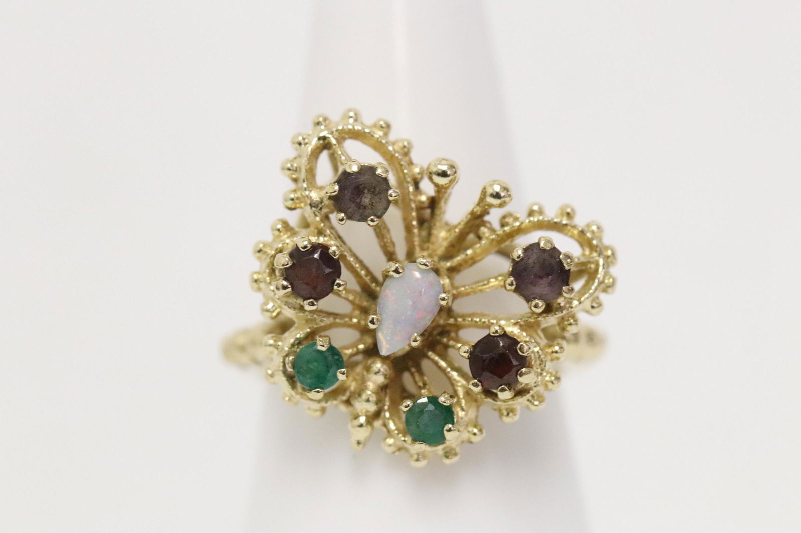14K Y/G ring set w/ opal & other color stones (1 of 8)