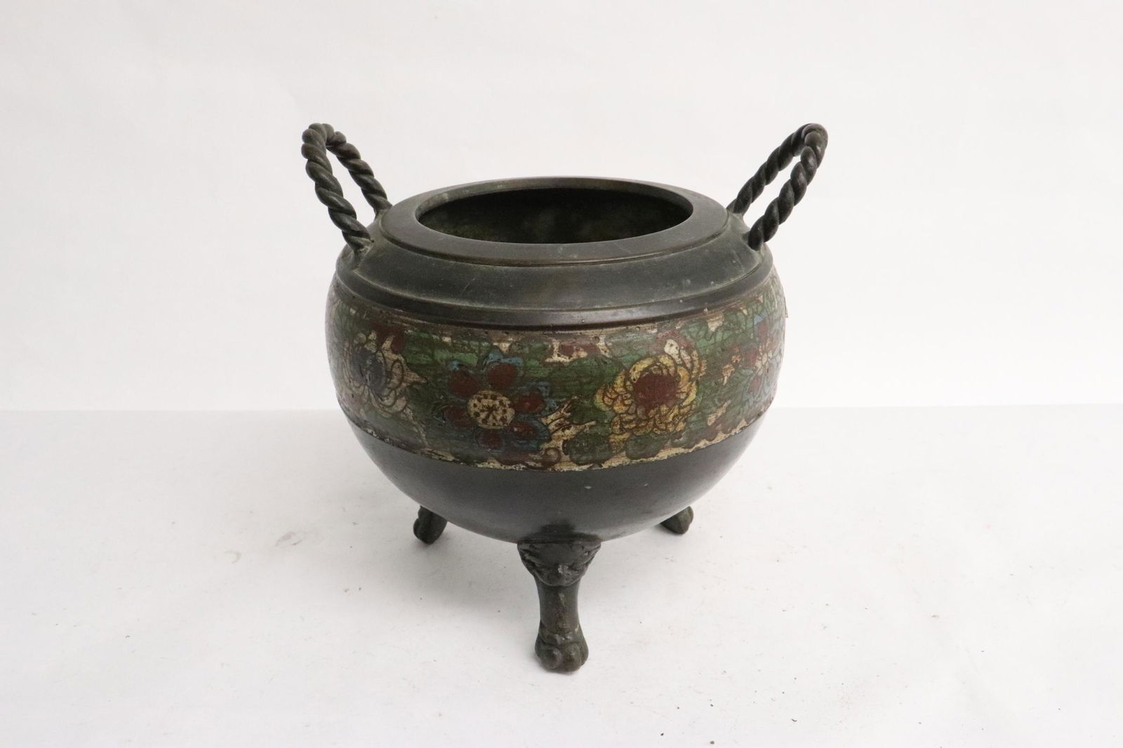 Antique Japanese champleve tripod censer (1 of 11)