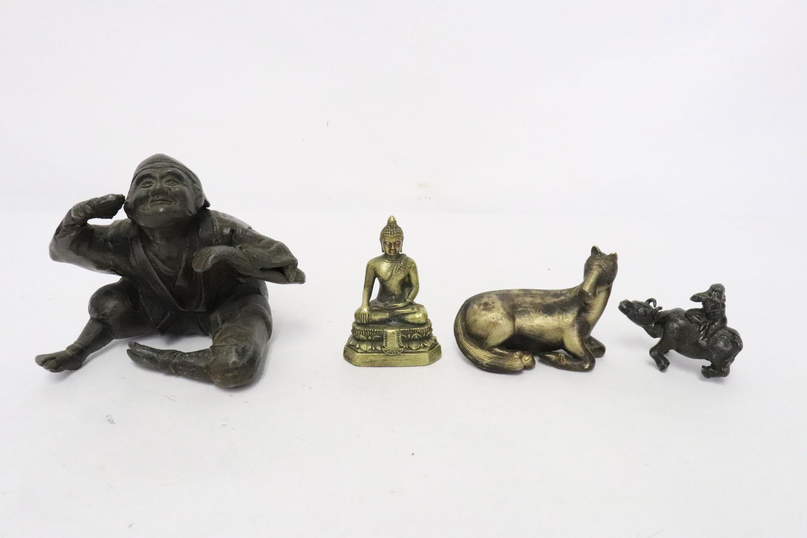Antique Japanese bronze sculpture, & 3 bronze miniatures (1 of 9)