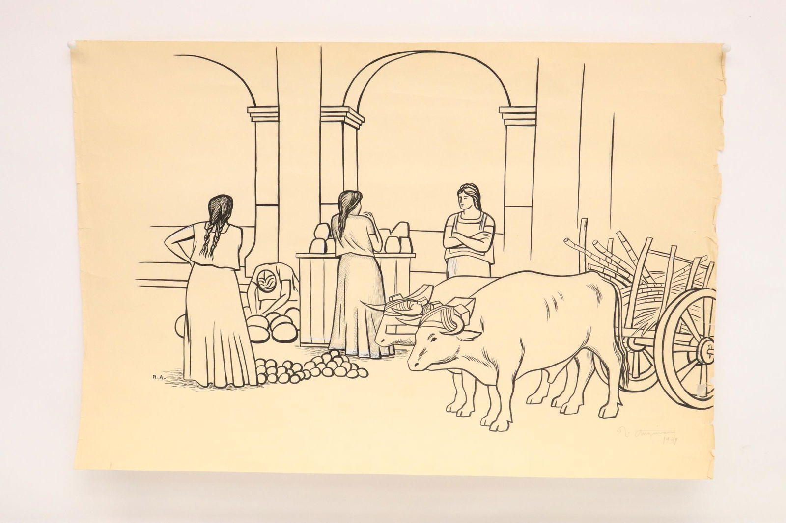 Pastel on paper by Raul Anguiano, dated 1947 (1 of 11)