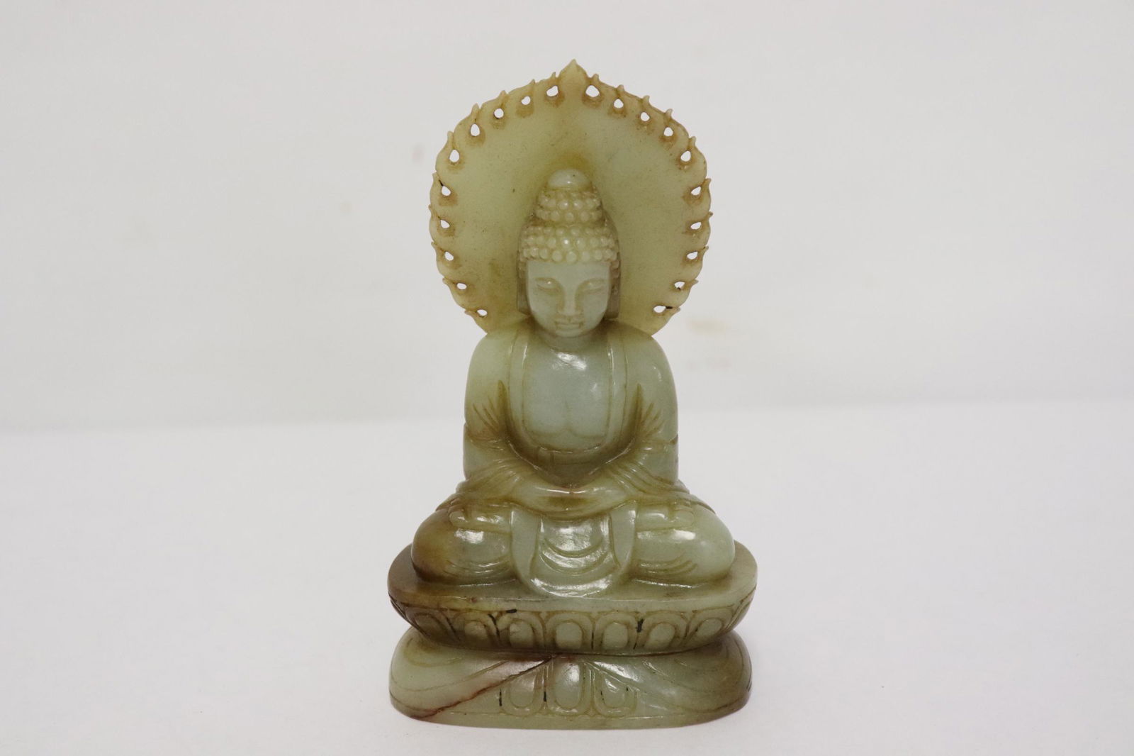 Chinese vintage light celadon jade carved deity (1 of 9)