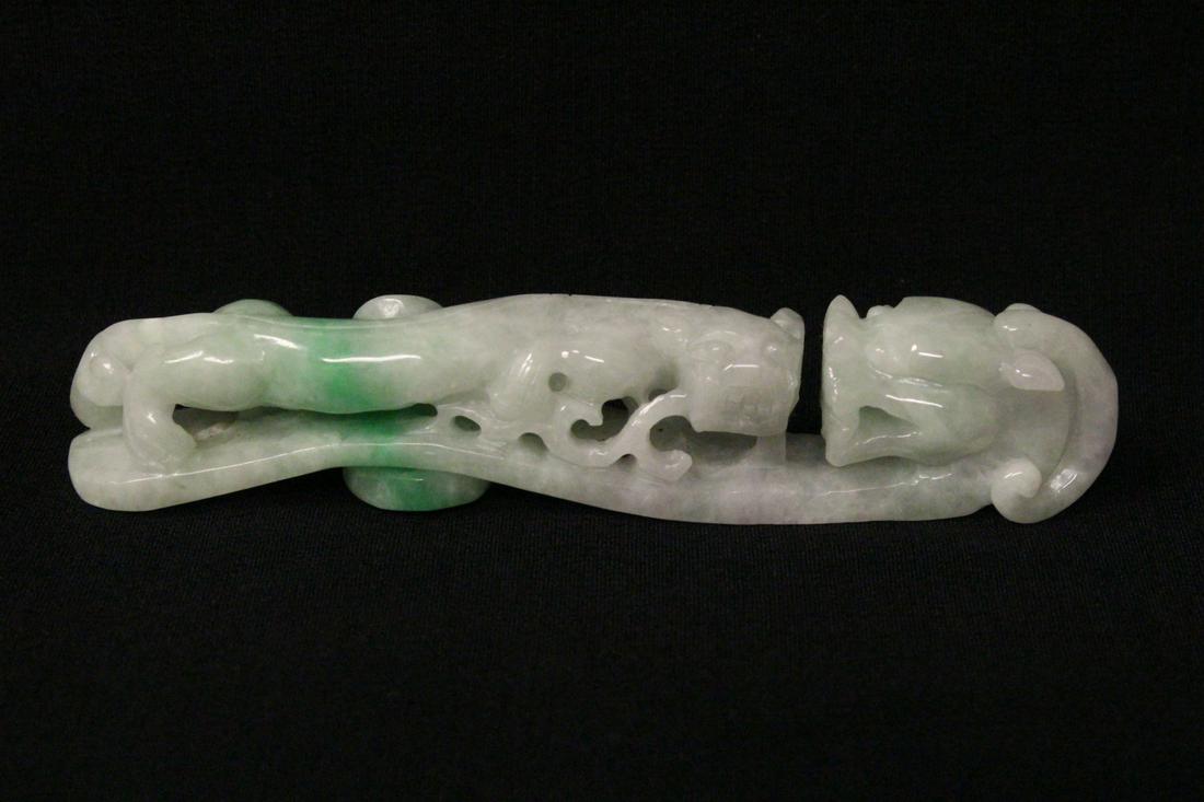 Chinese apple green jadeite dragon belt buckle (1 of 9)