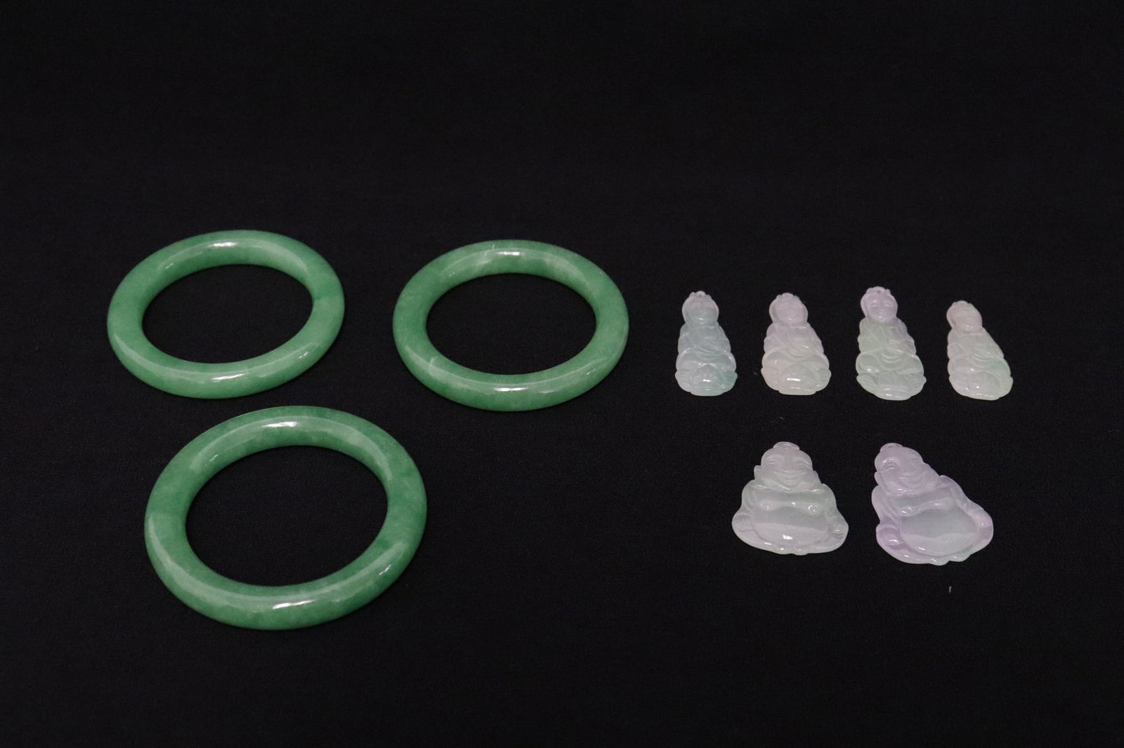 3 jadeite like children bangles & 6 jadeite carvings (1 of 9)