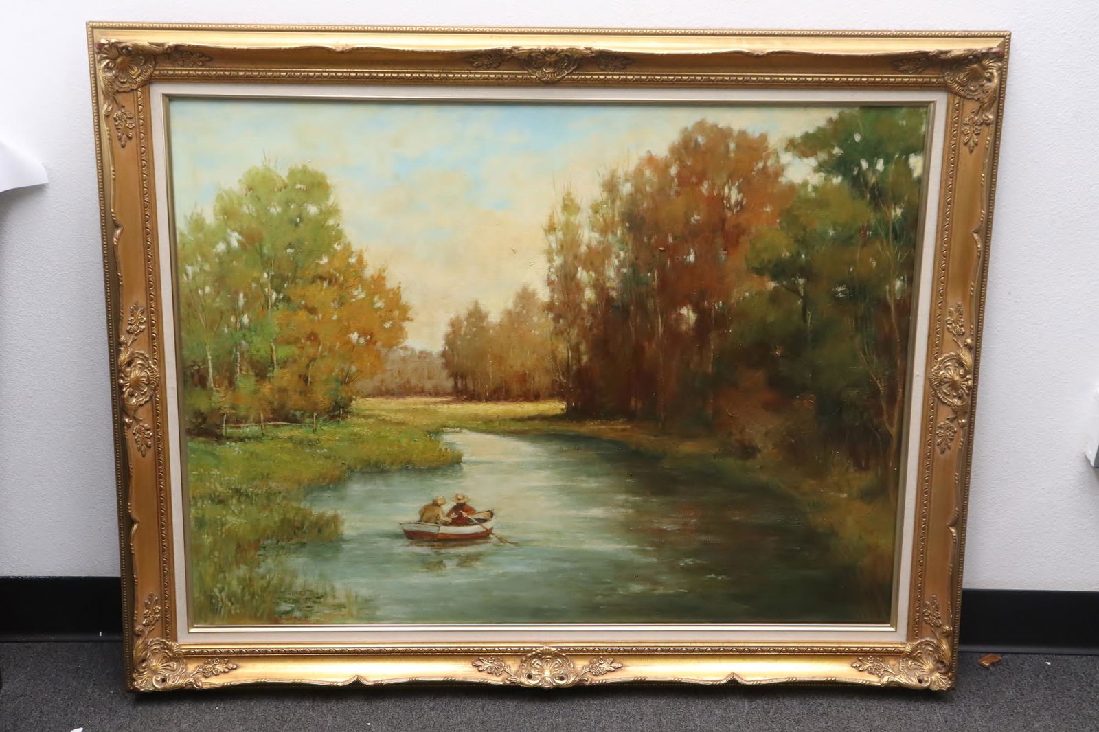 large vintage oil on canvas painting, signed (1 of 10)