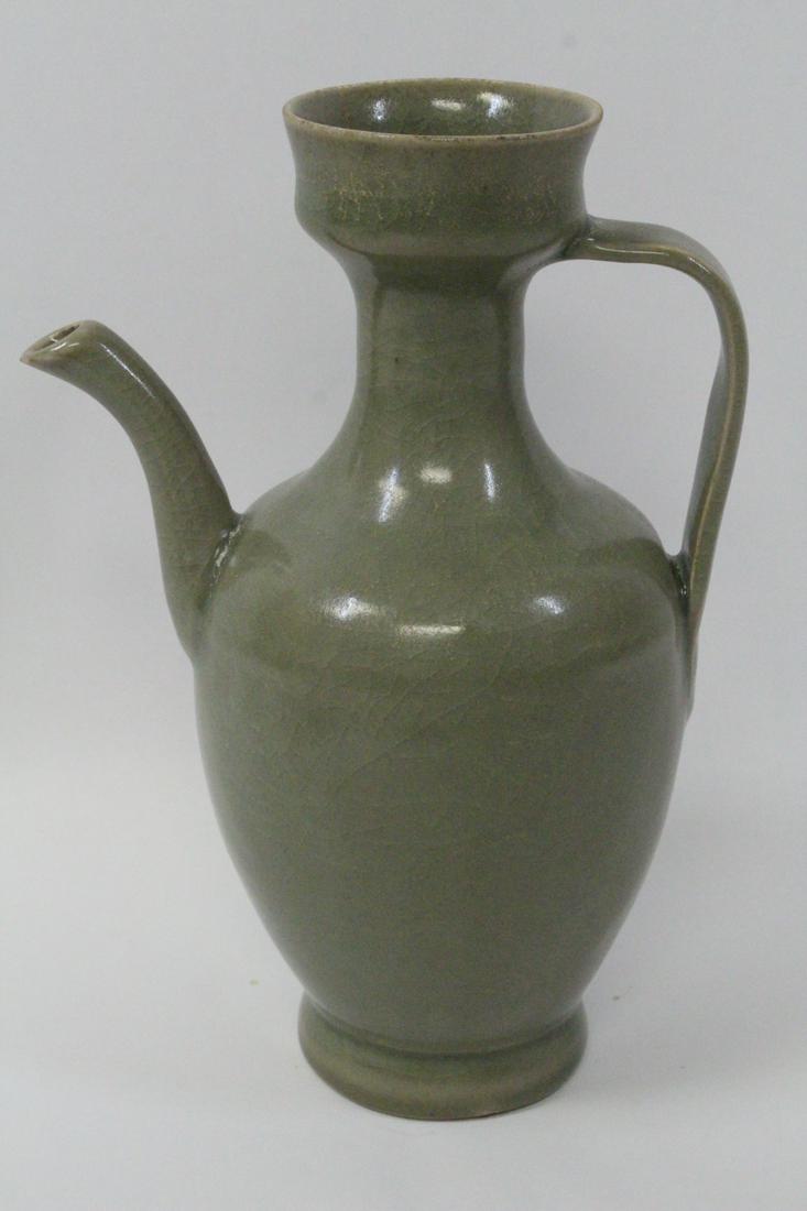 A vintage Chinese celadon wine server: A vintage Chinese celadon wine server, 8.4"Hx5.75"x4"