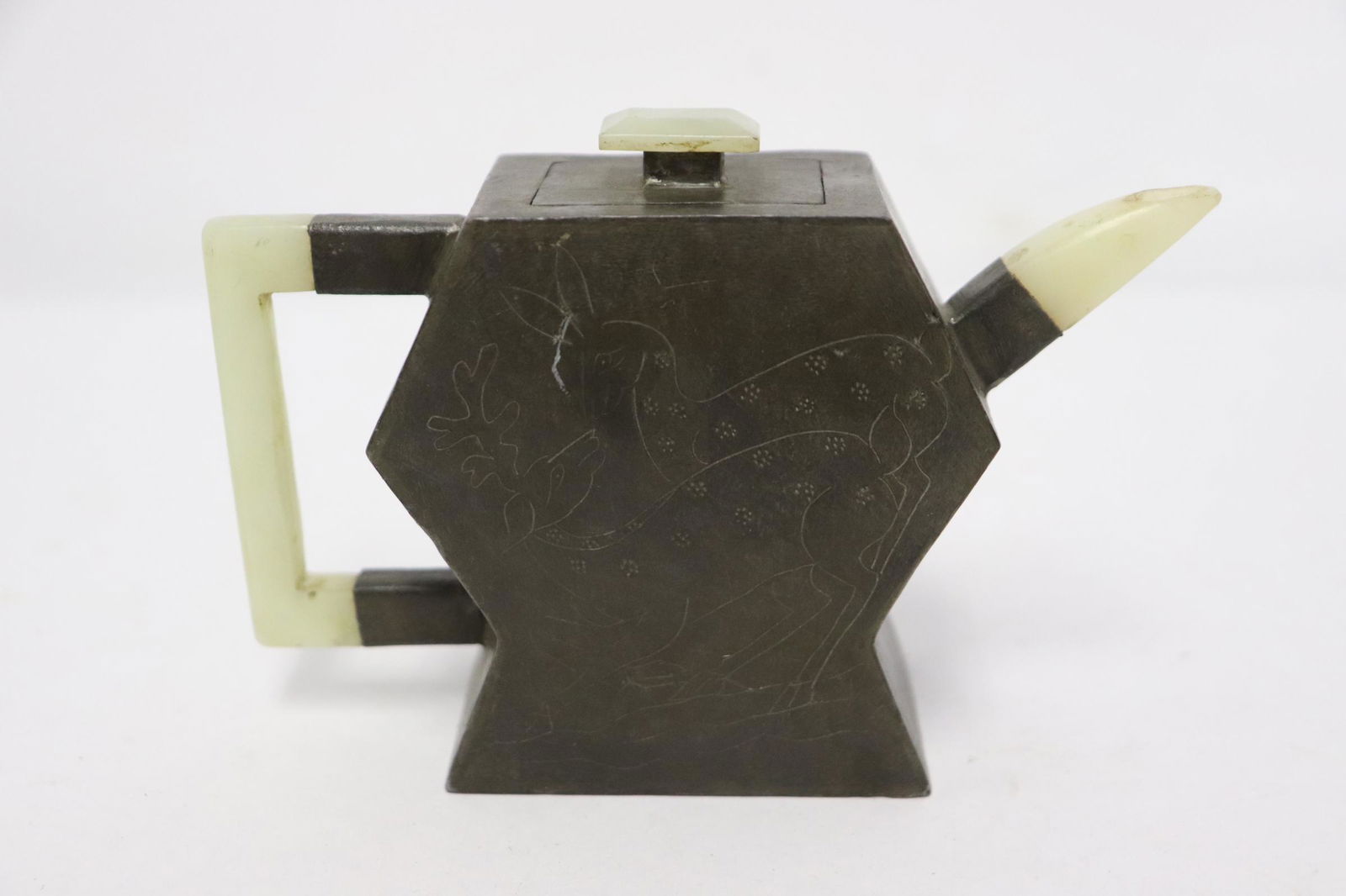 Chinese vintage Yixing teapot w/ jade handle & spout (1 of 9)