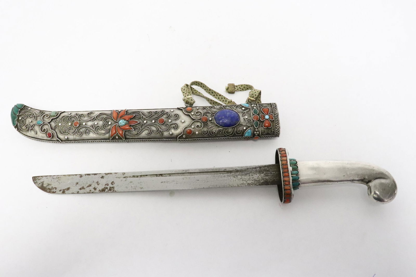 Chinese 18th/19th c. silver handled dagger (1 of 10)