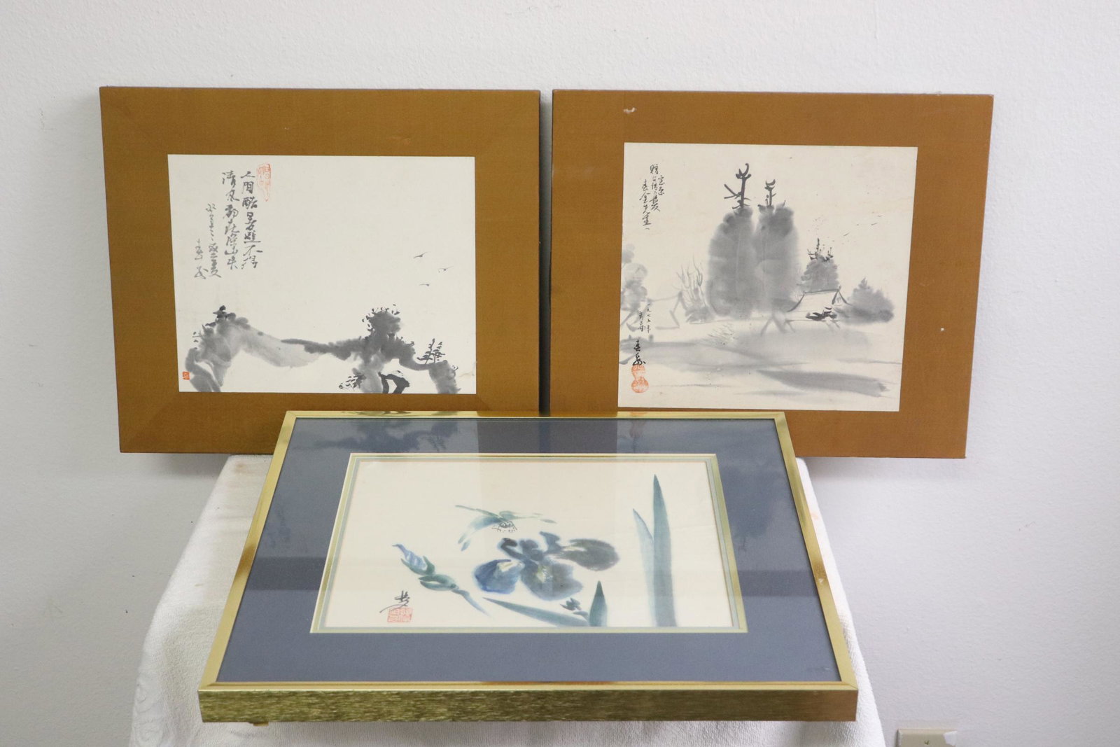 3 Chinese watercolor/ lithography: 3 Chinese watercolor/ lithography, 9.4"x11.8", 9.9"x12.9", 10.5"x11.2"
