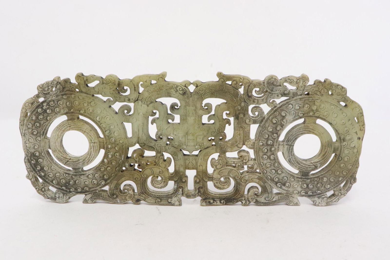 Large Chinese jade like stone carved plaque (1 of 10)